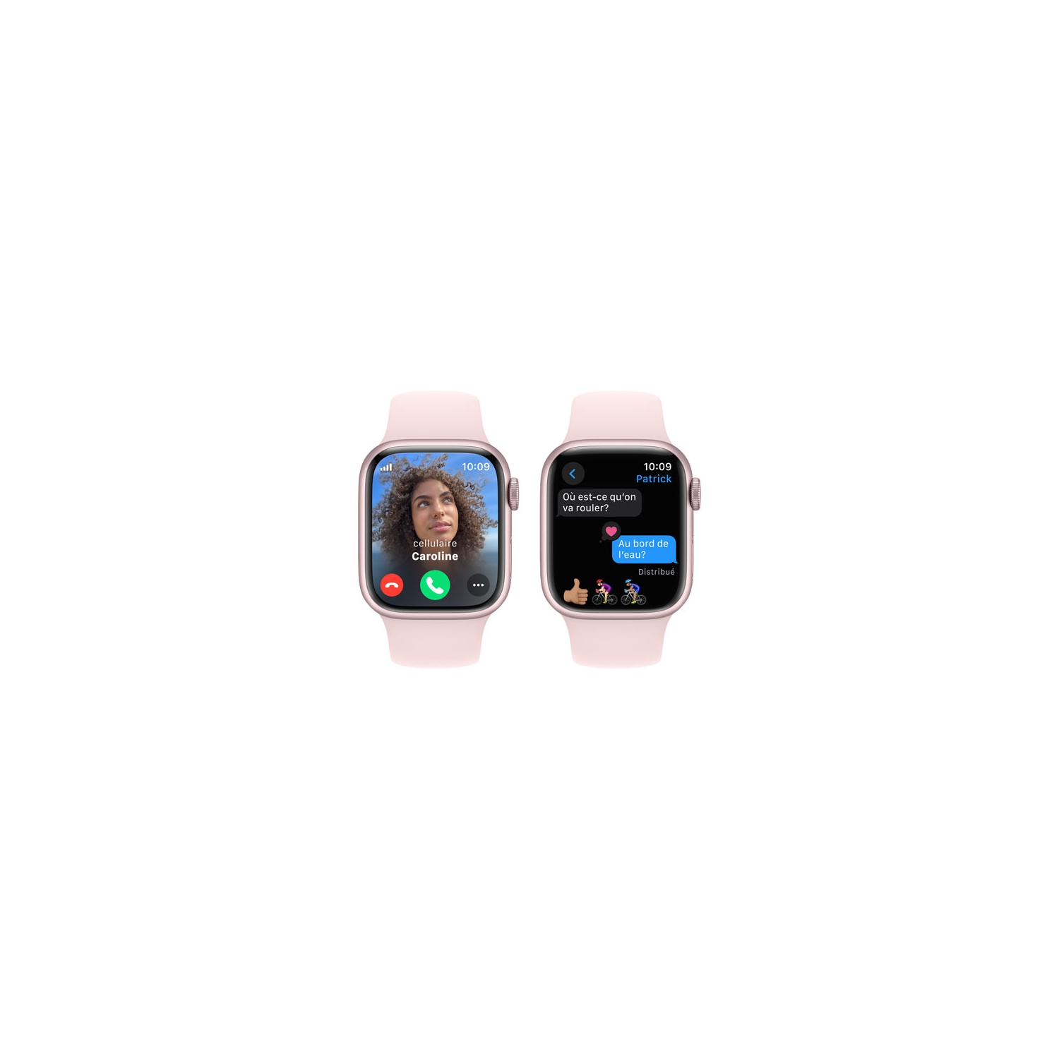 Refurbished - Apple Watch Series 9 (GPS + Cellular) 41mm Pink Aluminum Case with Light Pink Sport Band - Small / Medium