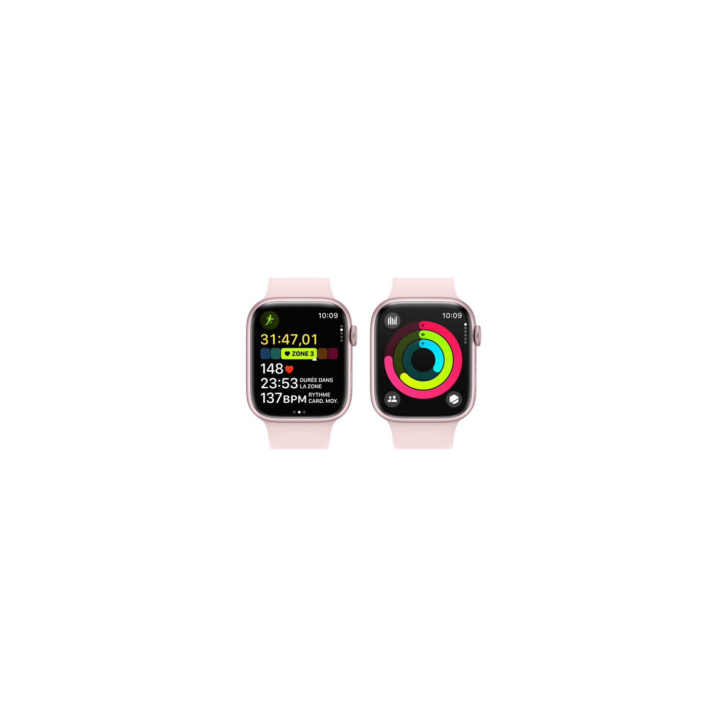 Refurbished - Apple Watch Series 9 (GPS) 45mm Pink Aluminium Case with Light Pink Sport Loop