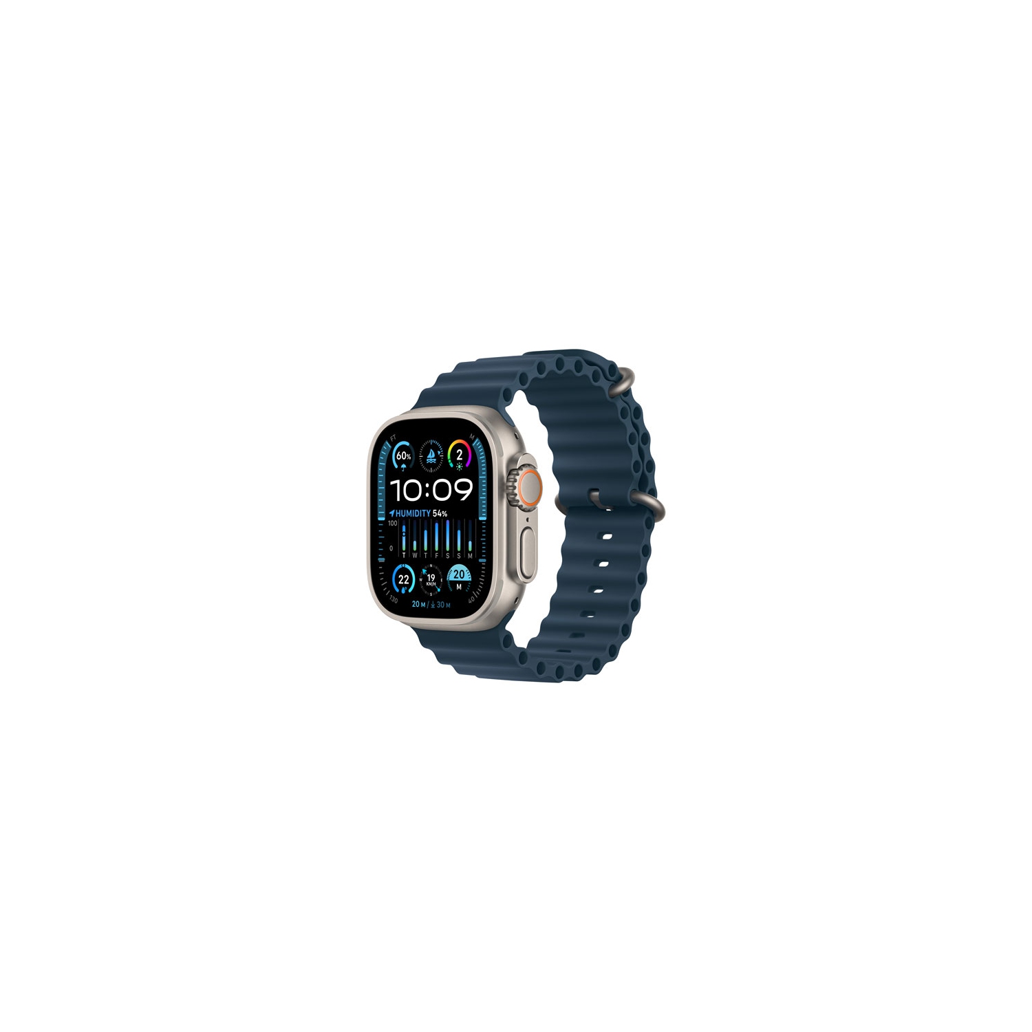 Remis à neuf - Apple Watch Ultra 2 (GPS + cellulaire) avec boîtier en titane 49&nbsp;mm et bracelet océan bleu