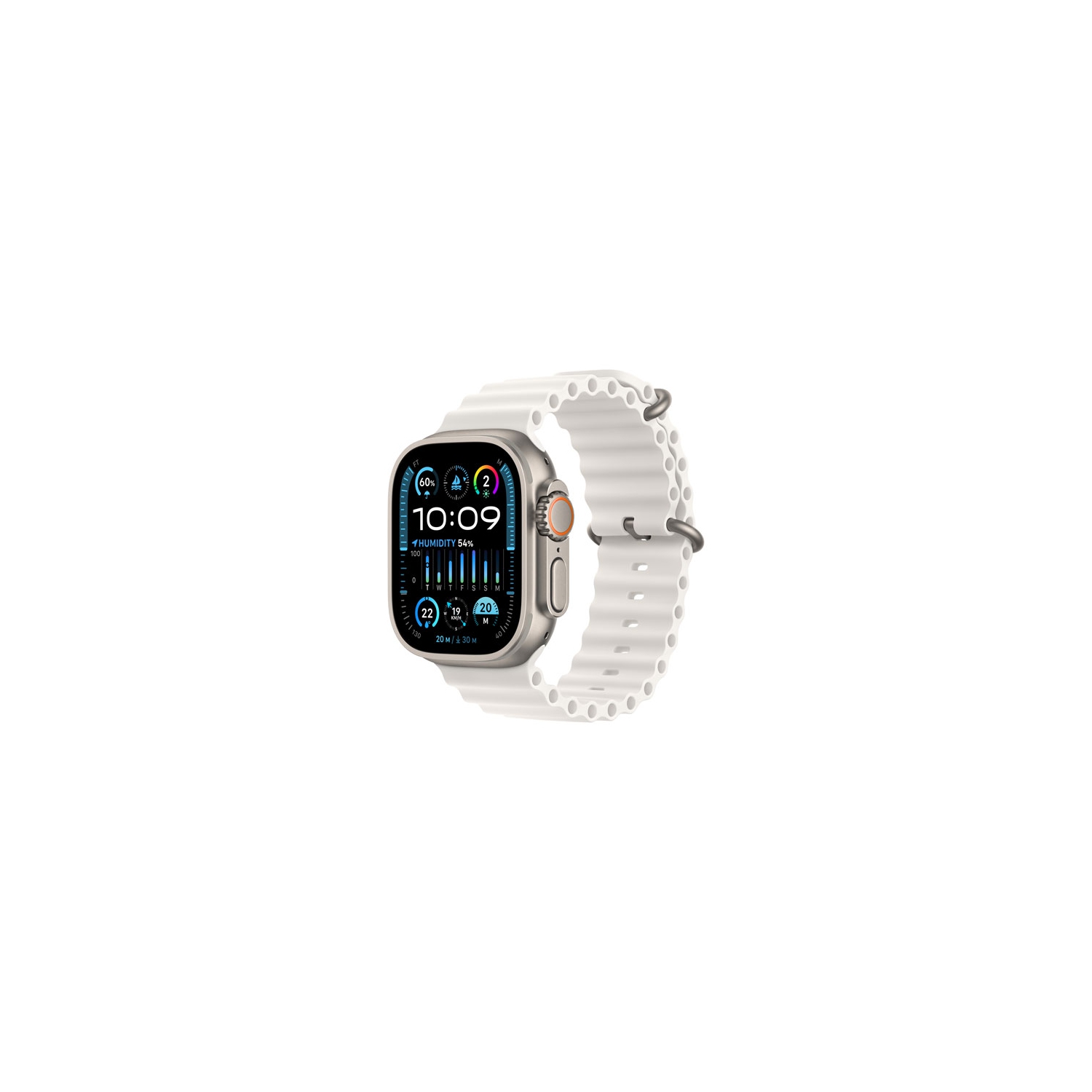 Remis à neuf - Apple Watch Ultra 2&nbsp;mm (GPS + cellulaire) avec boîtier en titane 49&nbsp;mm et bracelet océan blanc