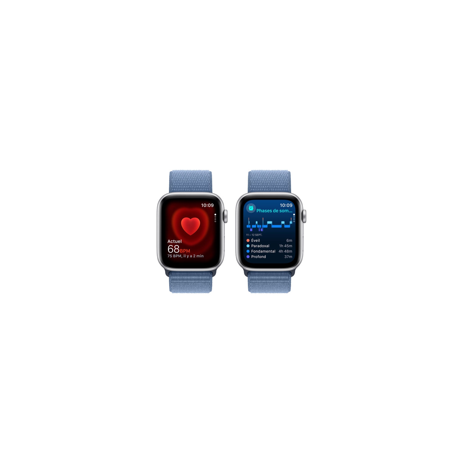 Remis à neuf - Apple Watch SE (GPS + cellulaire) 44&nbsp;mm boîtier aluminium argenté et bracelet sport bleu hiver