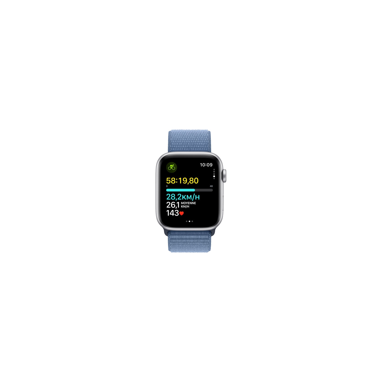 Remis à neuf - Apple Watch SE (GPS + cellulaire) 44&nbsp;mm boîtier aluminium argenté et bracelet sport bleu hiver