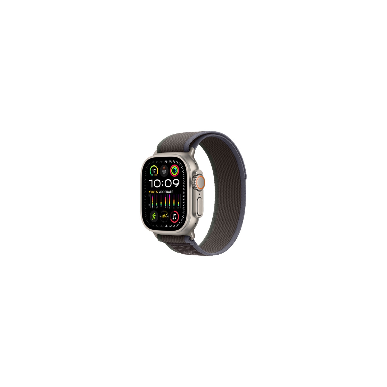 Refurbished - Apple Watch Ultra 2 (GPS + Cellular) 49mm Titanium Case with Blue Black Trail Loop - Small / Medium