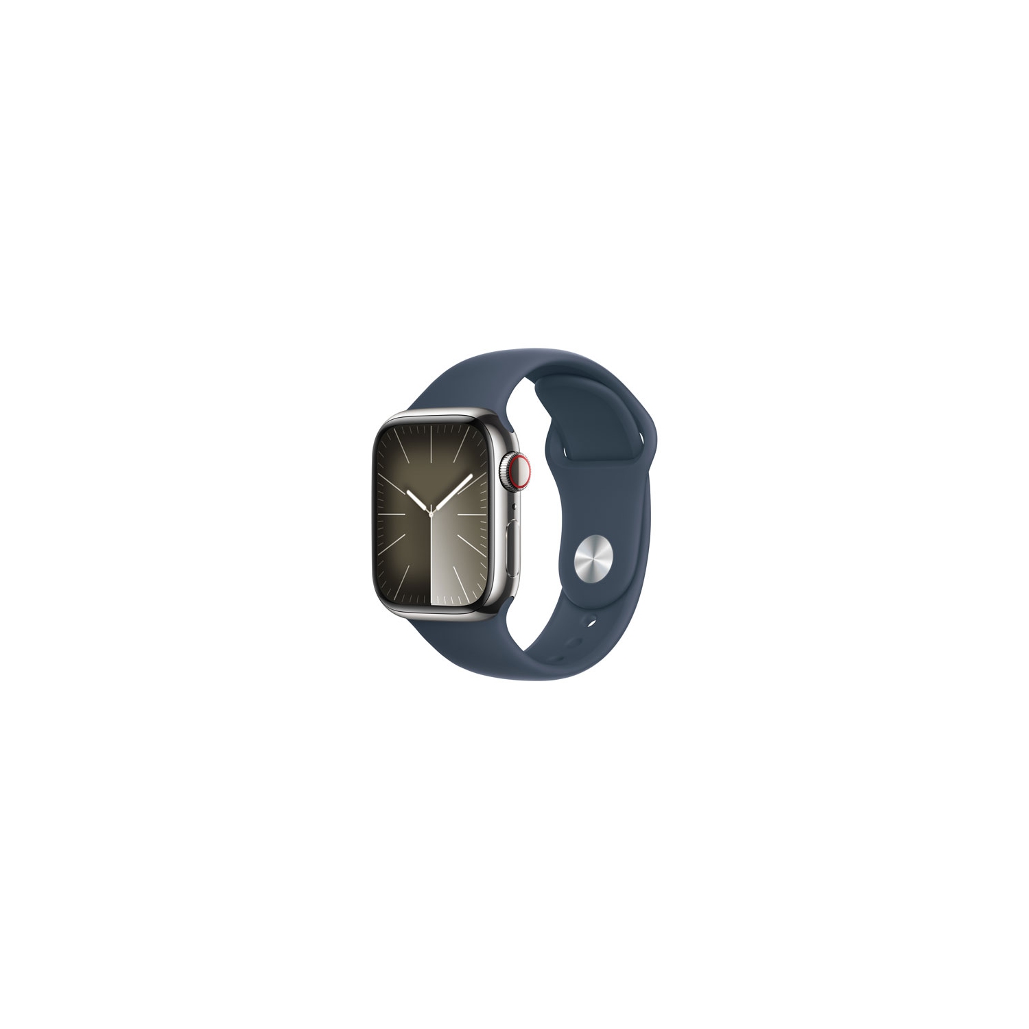 Remis à neuf - Apple Watch Series 9 (GPS + 41&nbsp;mm connectivité cellulaire) avec boîtier en acier inoxydable argenté et bracelet sport bleu