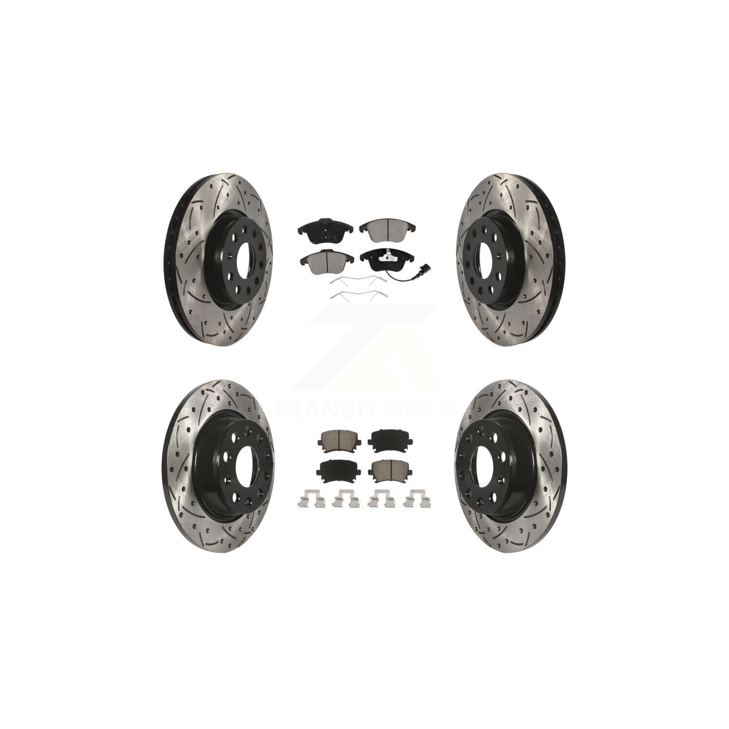Front Rear Drilled Slot Brake Rotor Ceramic Pad Kit For Volkswagen Tiguan Audi Q3 Quattro KDC-100616