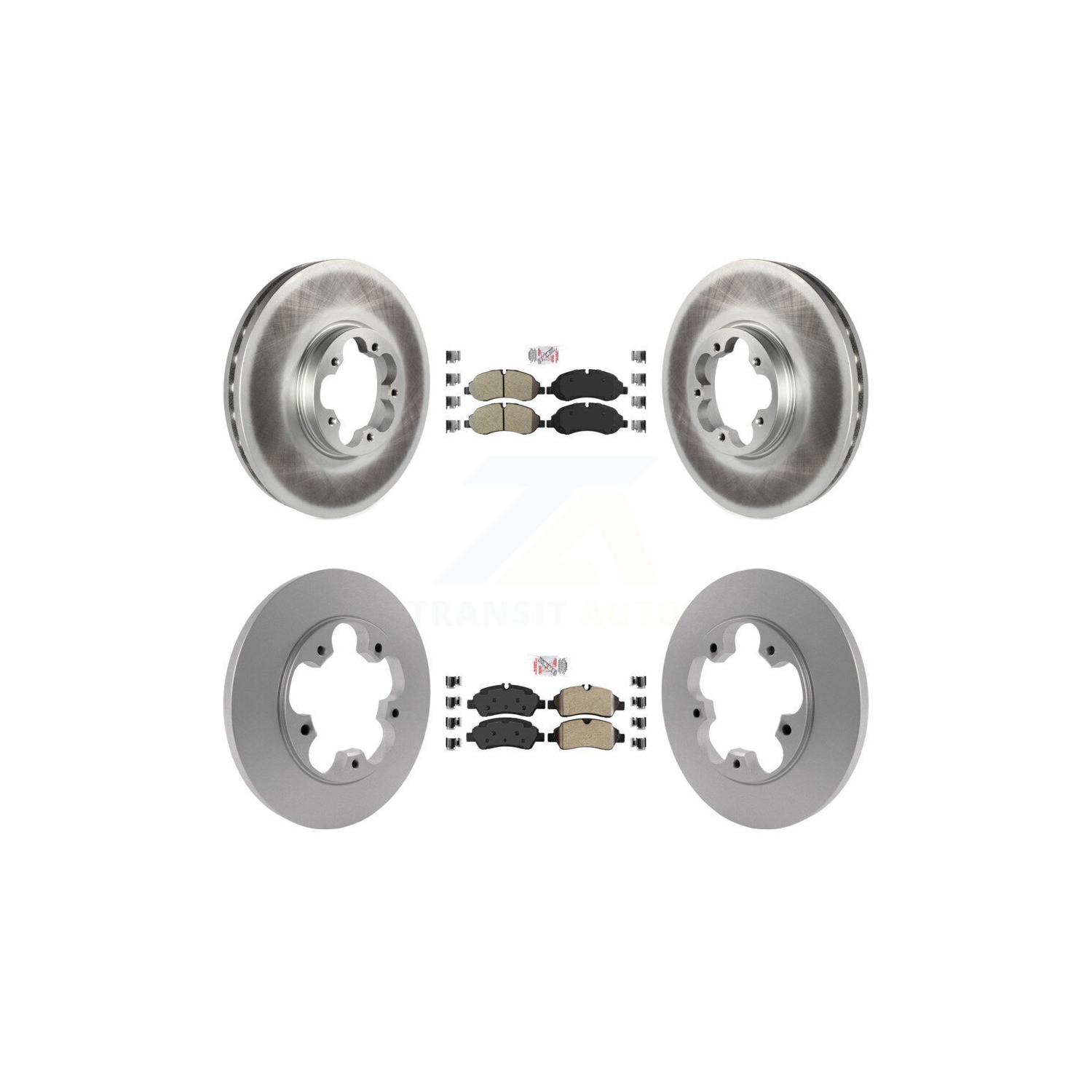 Front Rear Semi-Metallic Pad Coated Disc Brake Rotor Kit For Ford Transit-250 Transit-150 KGA-105319