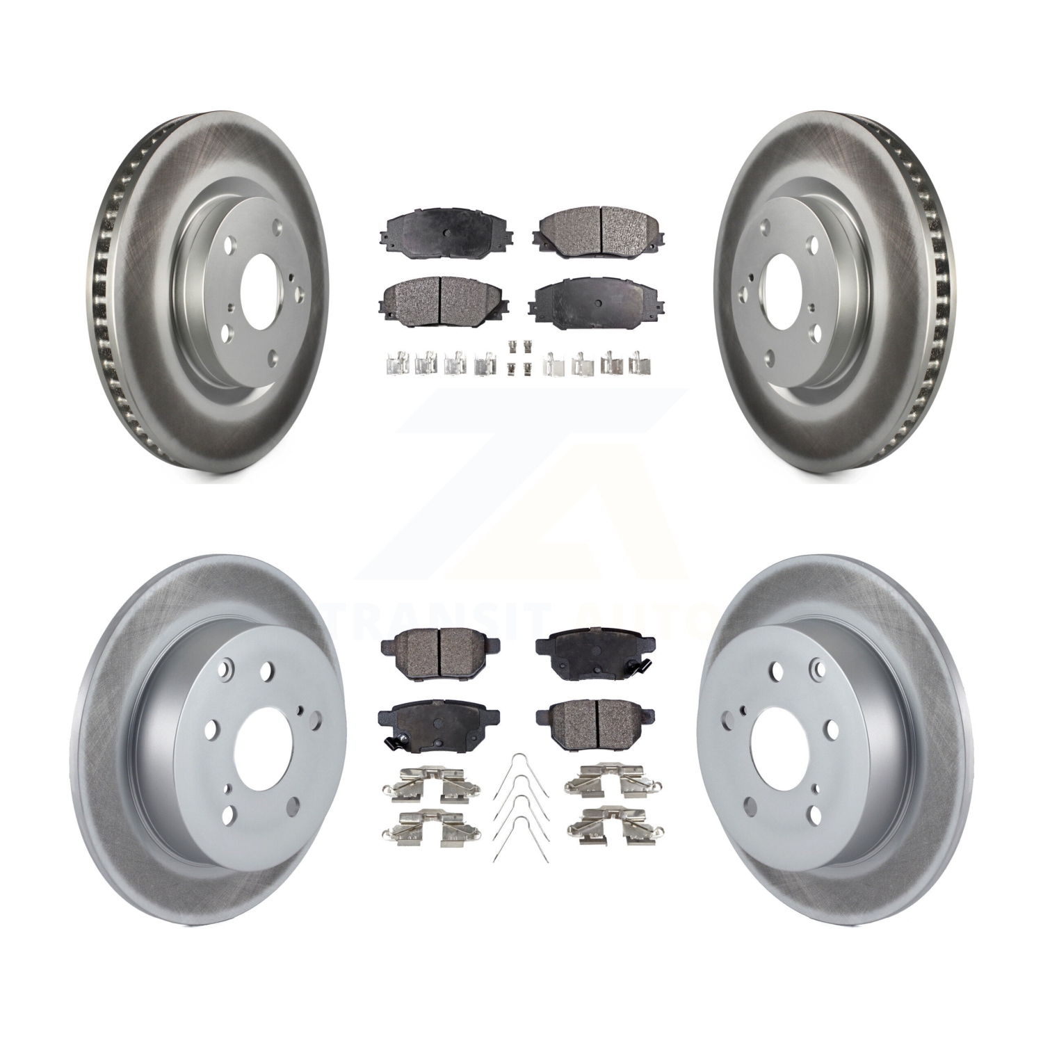 Front Rear Coated Disc Brake Rotors And Ceramic Pads Kit For 2010 Toyota Matrix XRS KGT-101029