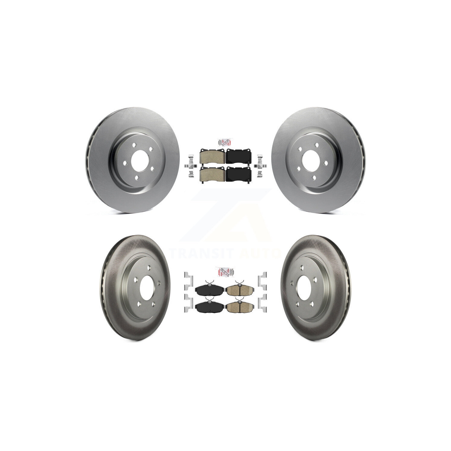 Front Semi-Metallic Rear Ceramic Pads And Coated Disc Brake Rotors Kit For Ford Mustang KGA-105066