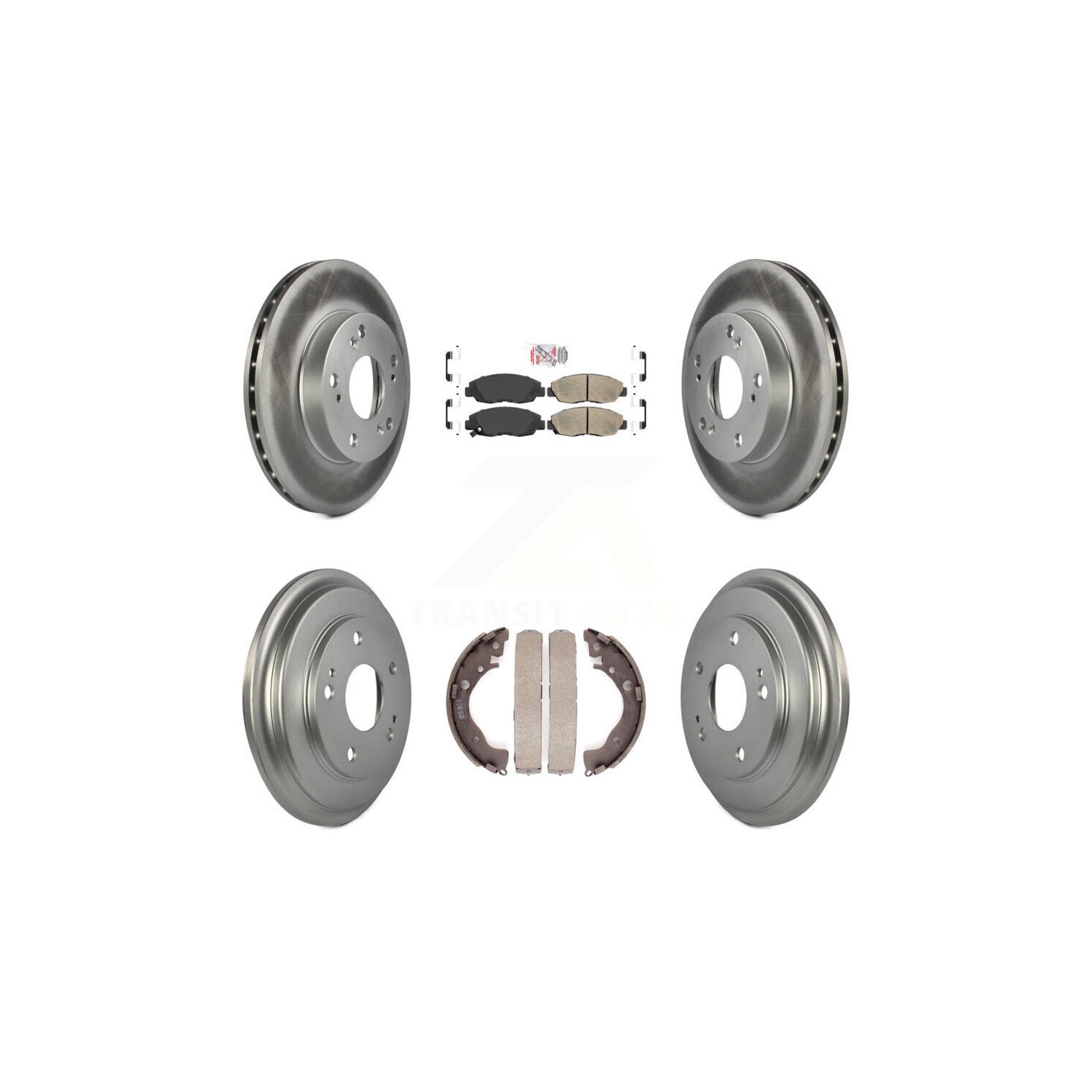 Disques de frein à disque avant arrière avec plaquettes en céramique et ensemble de tambours recouverts pour Honda Civic KGA-104345