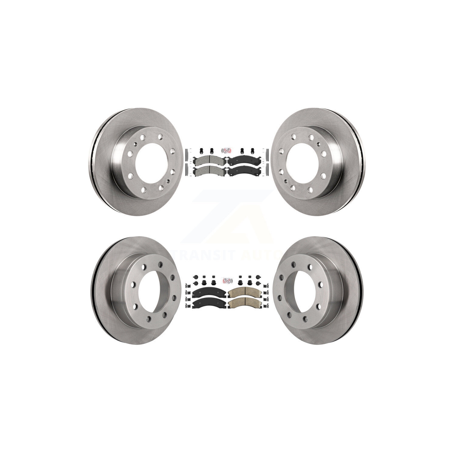 Front Semi-Metallic Rear Ceramic Pad And Disc Brake Rotors Kit For Chevrolet Express 4500 K8A-106444