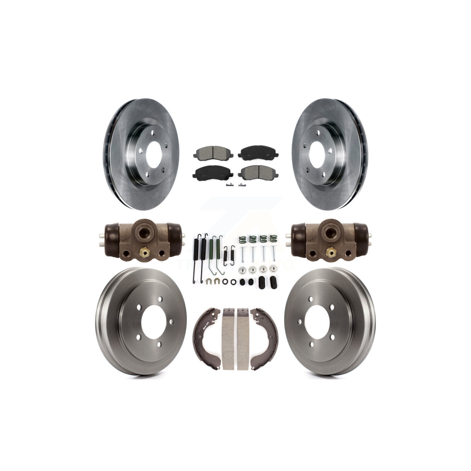 Front Rear Brake Rotors Semi-Metallic Pad & Drum Kit For Jeep Patriot Compass Dodge K8S-102536