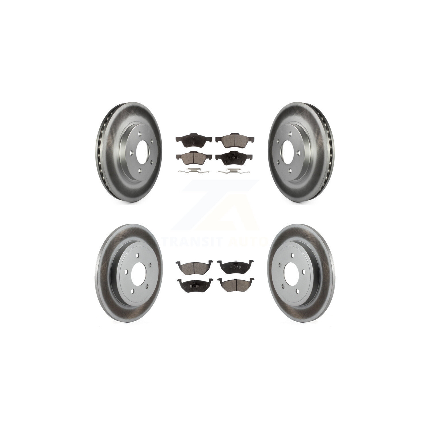 Front Rear Coated Disc Brake Rotors Semi-Metallic Pad Kit For Ford Escape Mercury Mariner KGF-100642