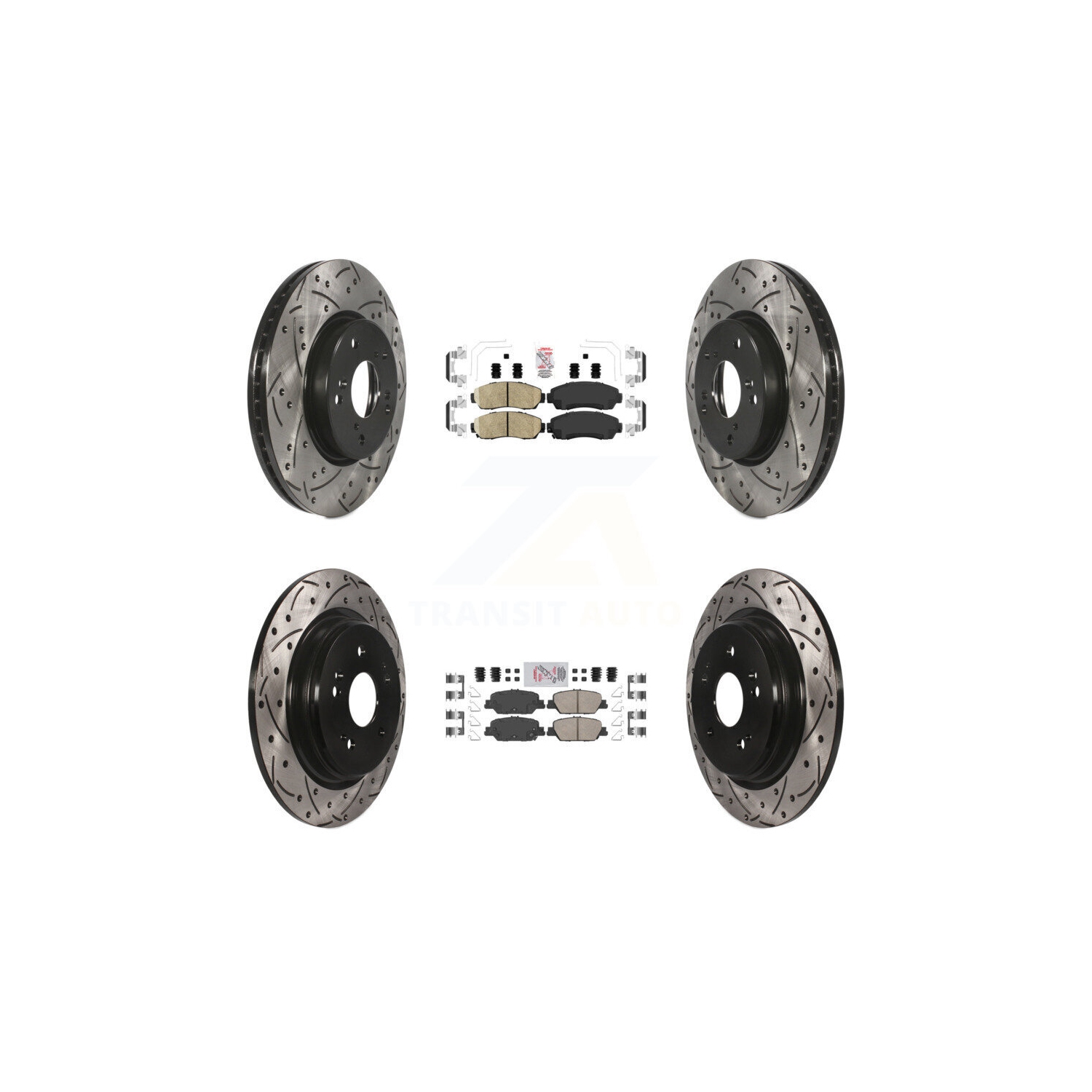 Front Rear Ceramic Pads And Coated Drilled Slotted Disc Brake Rotors Kit For Honda CR-V KDA-101520