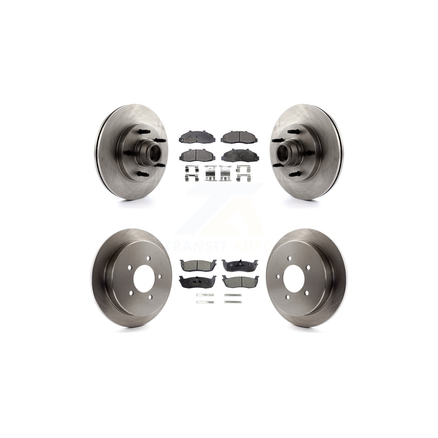 Front Rear Disc Brake Rotors And Semi-Metallic Pads Kit For Ford F-150 K8F-102967