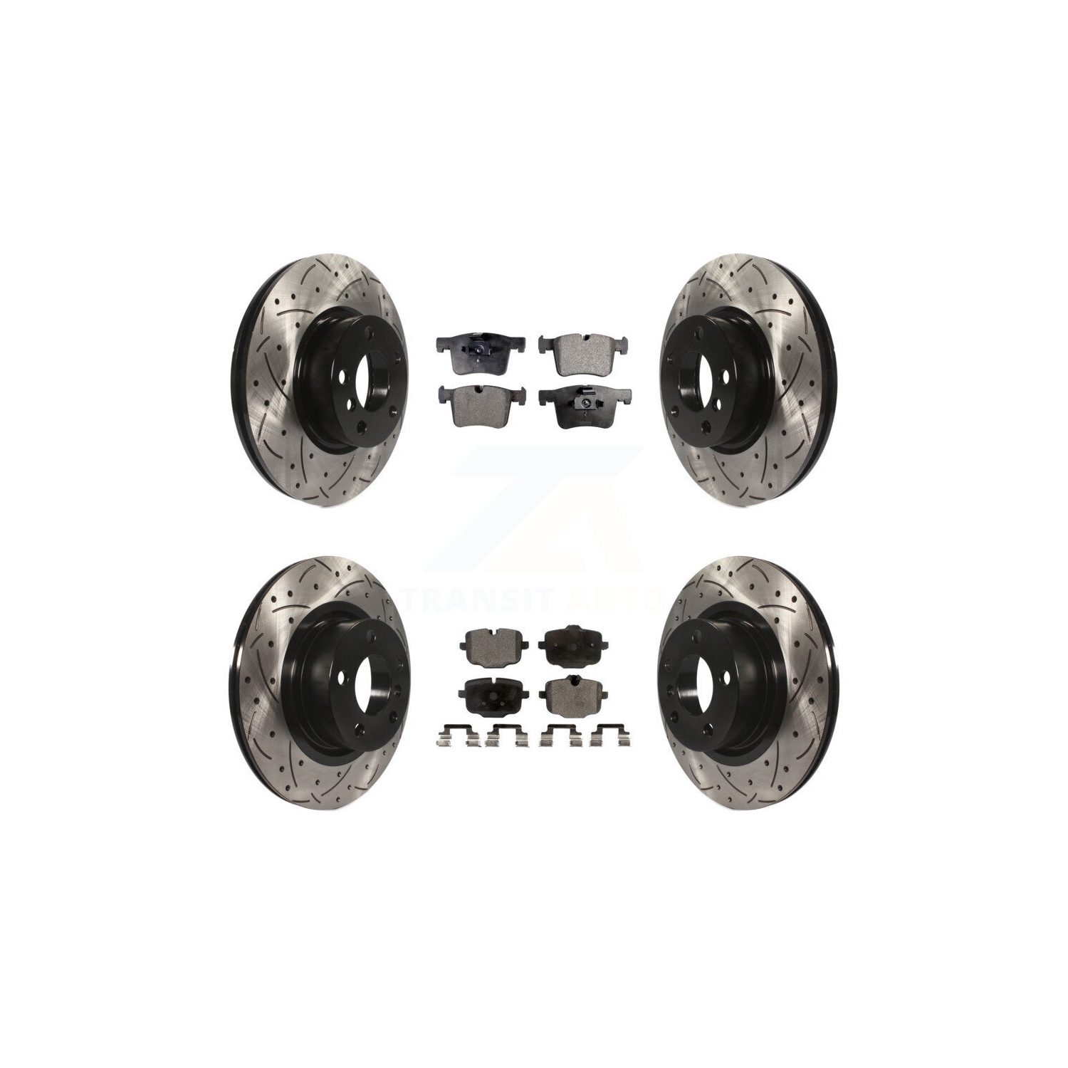 Front Rear Coated Drill Slot Disc Brake Rotors Ceramic Pad Kit For 2012 BMW X3 From 10 11 KDT-100379