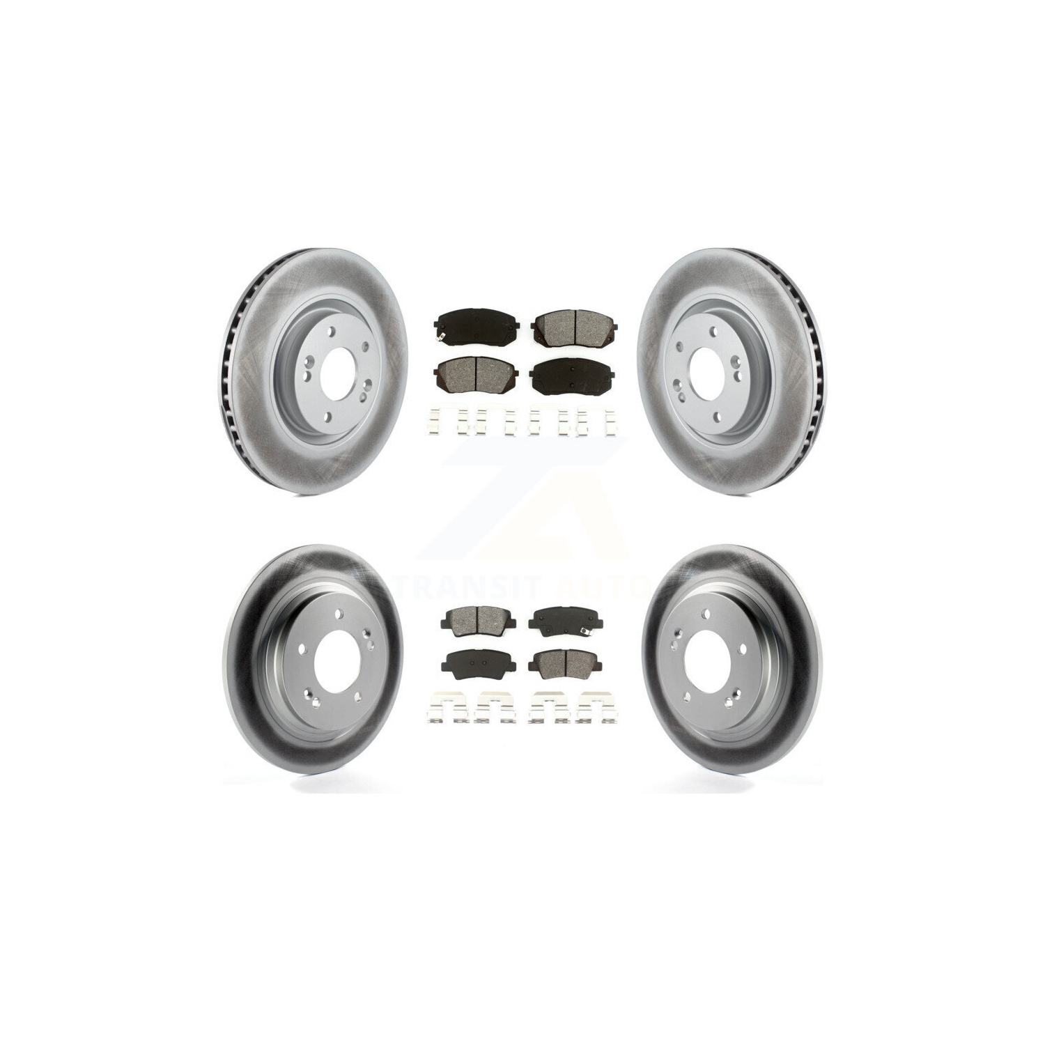 Front Rear Coated Disc Brake Rotor & Semi-Metallic Pad Kit For Hyundai Sonata Kia Cadenza KGS-101075