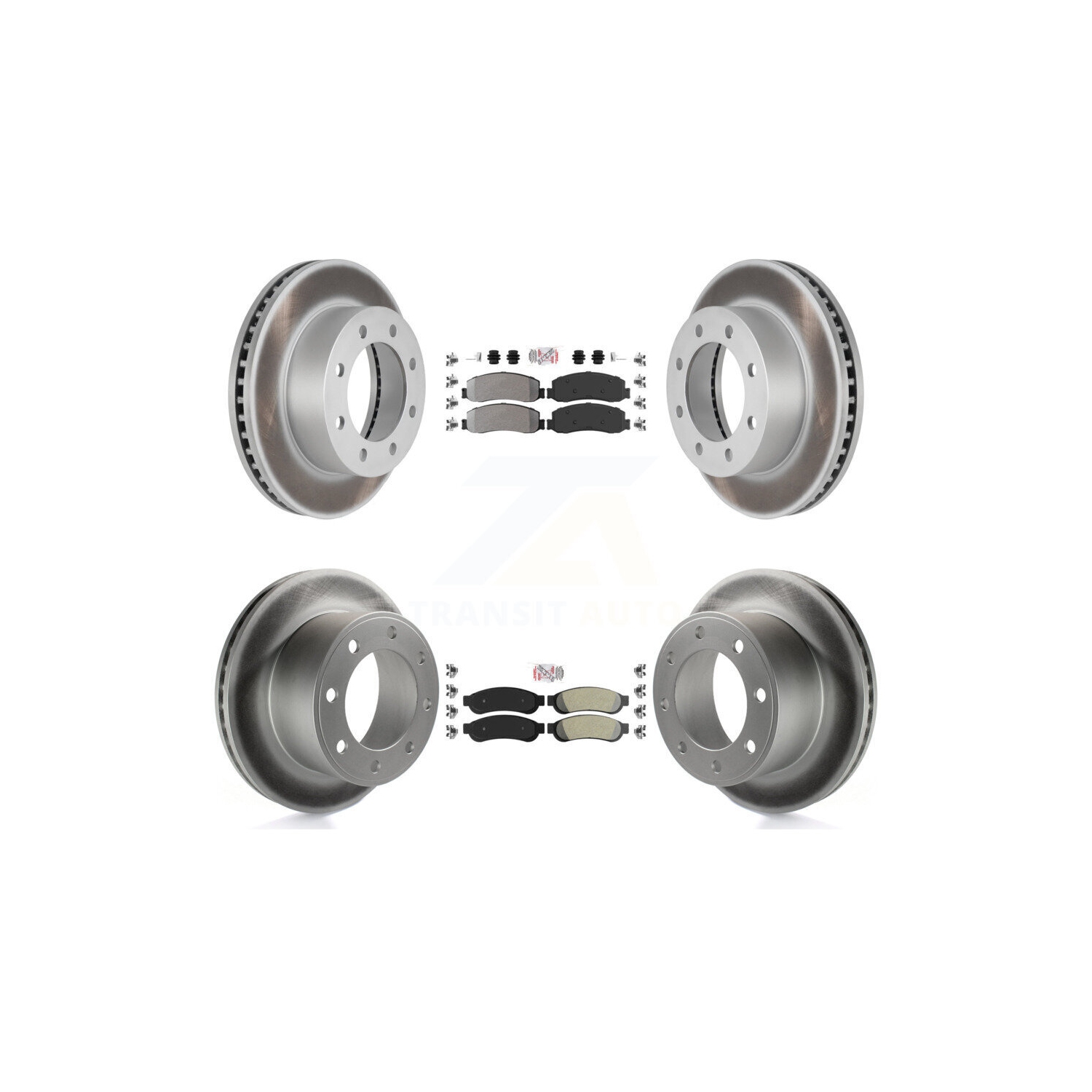 Front Rear Semi-Metallic Pad & Coated Brake Rotor Kit For Ford F-350 Super Duty F-250 4WD KGA-103116