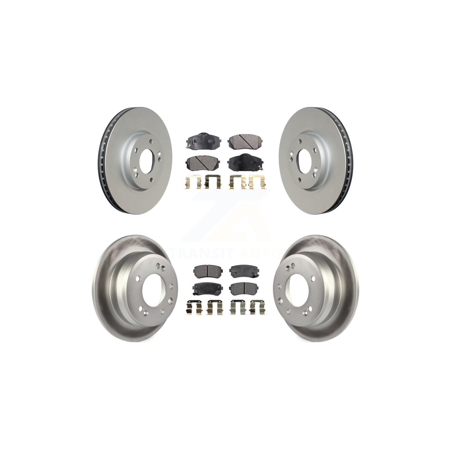Front Rear Coated Disc Brake Rotors And Ceramic Pads Kit For Hyundai Tucson Kia Sportage KGT-101011