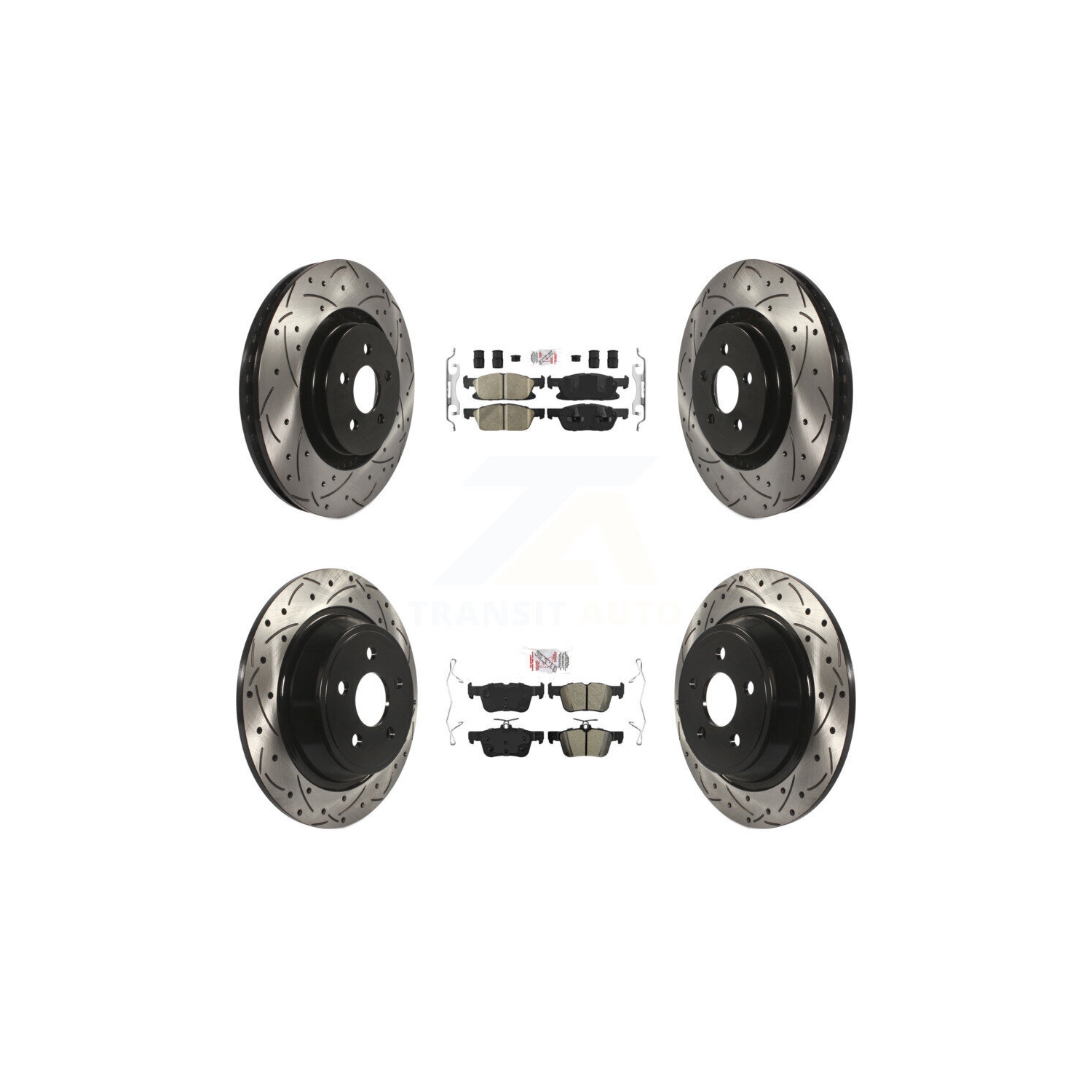 Front Ceramic Rear Semi-Metallic Pad Drill Slot Brake Rotor Kit For Ford Edge Lincoln MKX KDA-100613