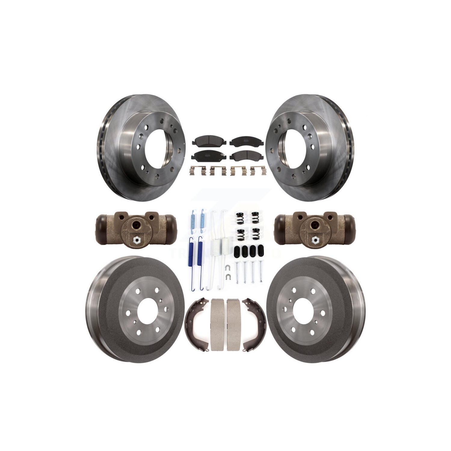 Front Rear Disc Brake Rotor Semi-Metallic Pad Drum Kit For Chevrolet Silverado 1500 K8F-102512
