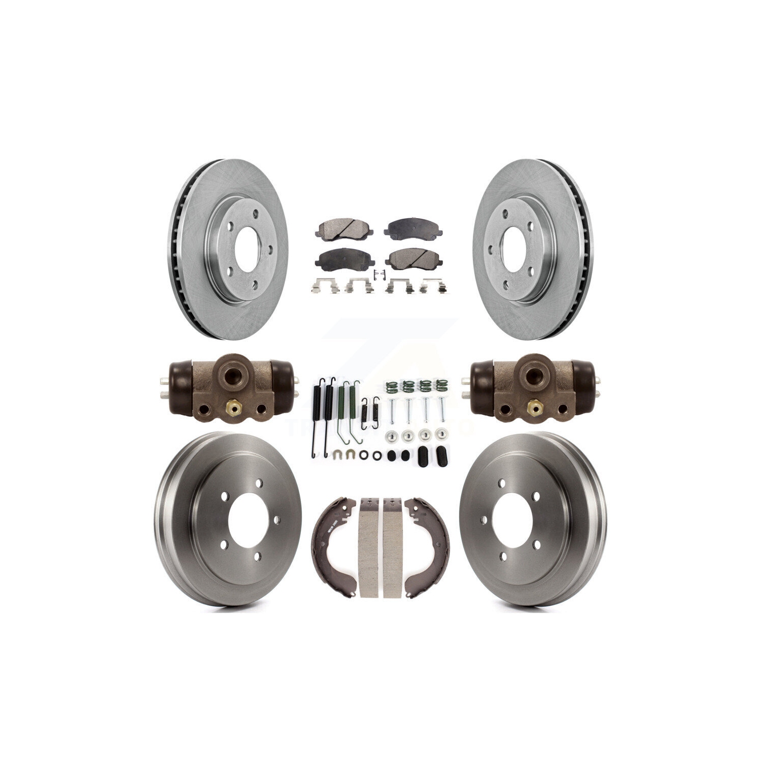 Front Rear Disc Brake Rotors Semi-Metallic Pads And Drum Kit For Dodge Caliber K8F-102454