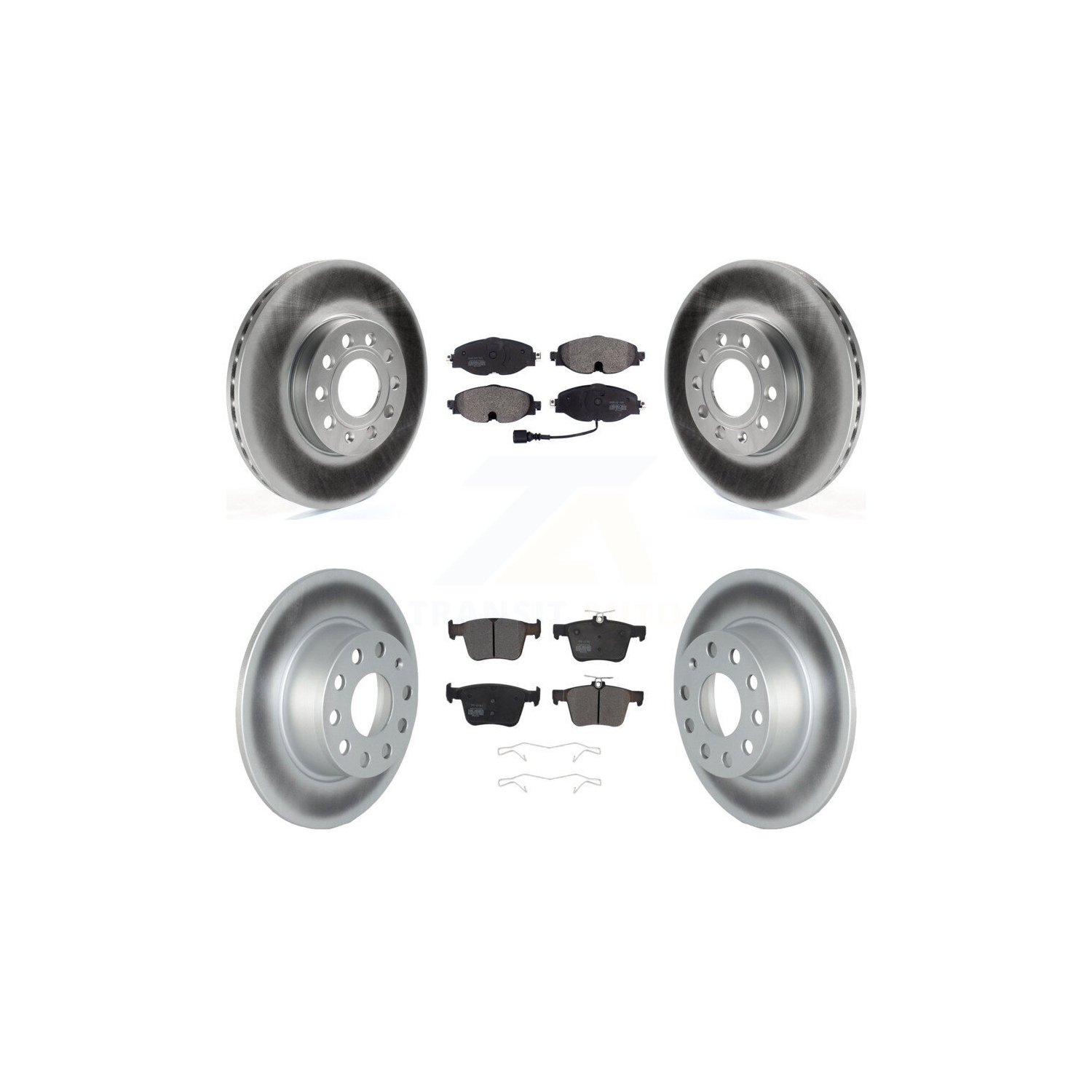 Front Rear Coated Disc Brake Rotors And Semi-Metallic Pads Kit For Volkswagen Jetta Taos KGF-102471