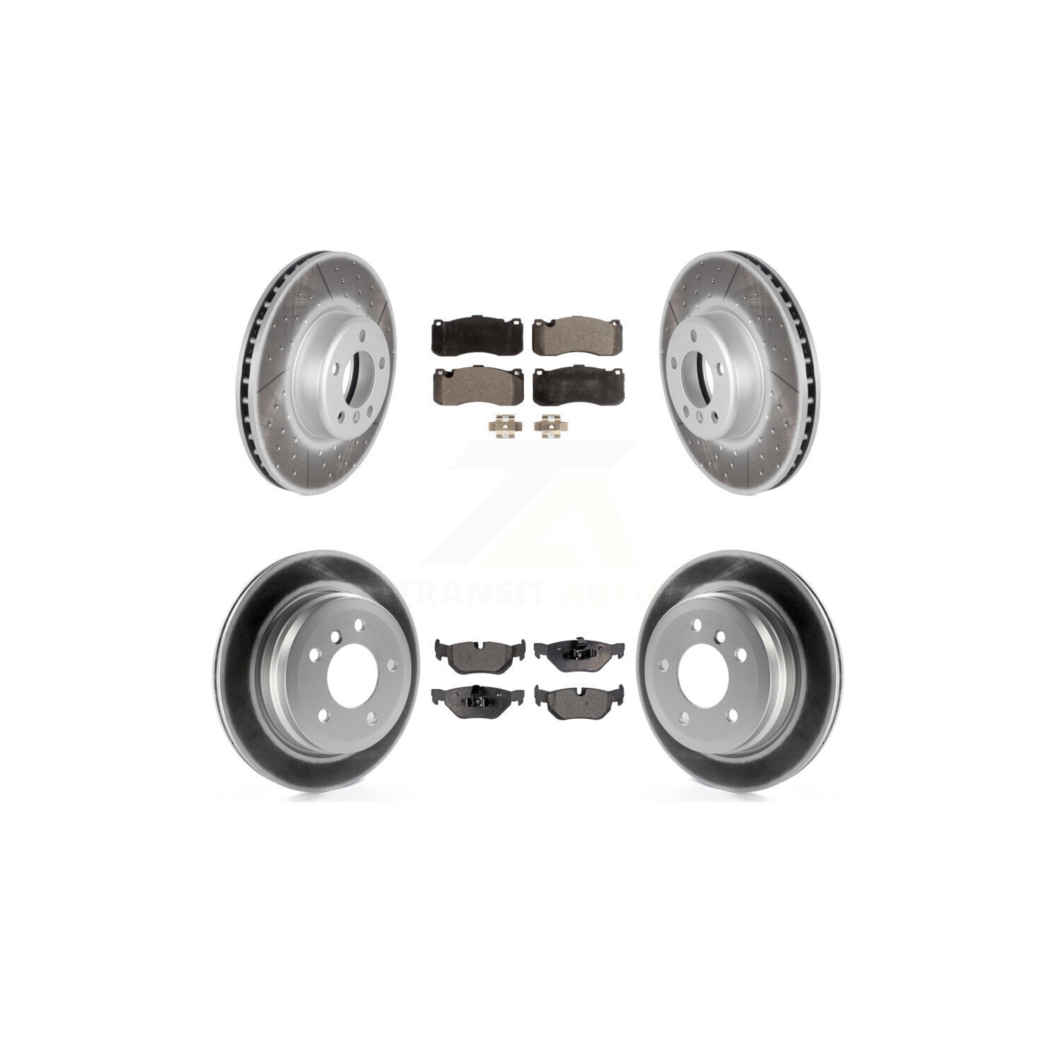 Front Rear Coat Brake Rotors Ceramic Pad Kit For BMW 328i With 340mm Diameter Rotor KGT-103012