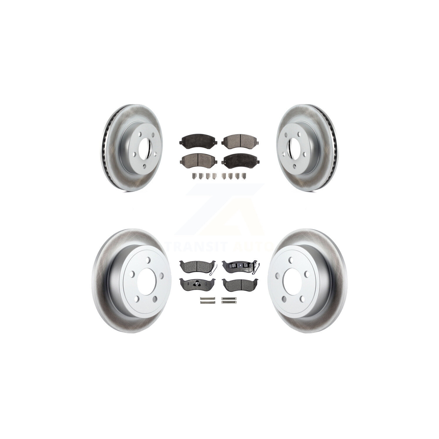Front Rear Coated Disc Brake Rotors And Semi-Metallic Pads Kit For 2003-2007 Jeep Liberty KGF-100700