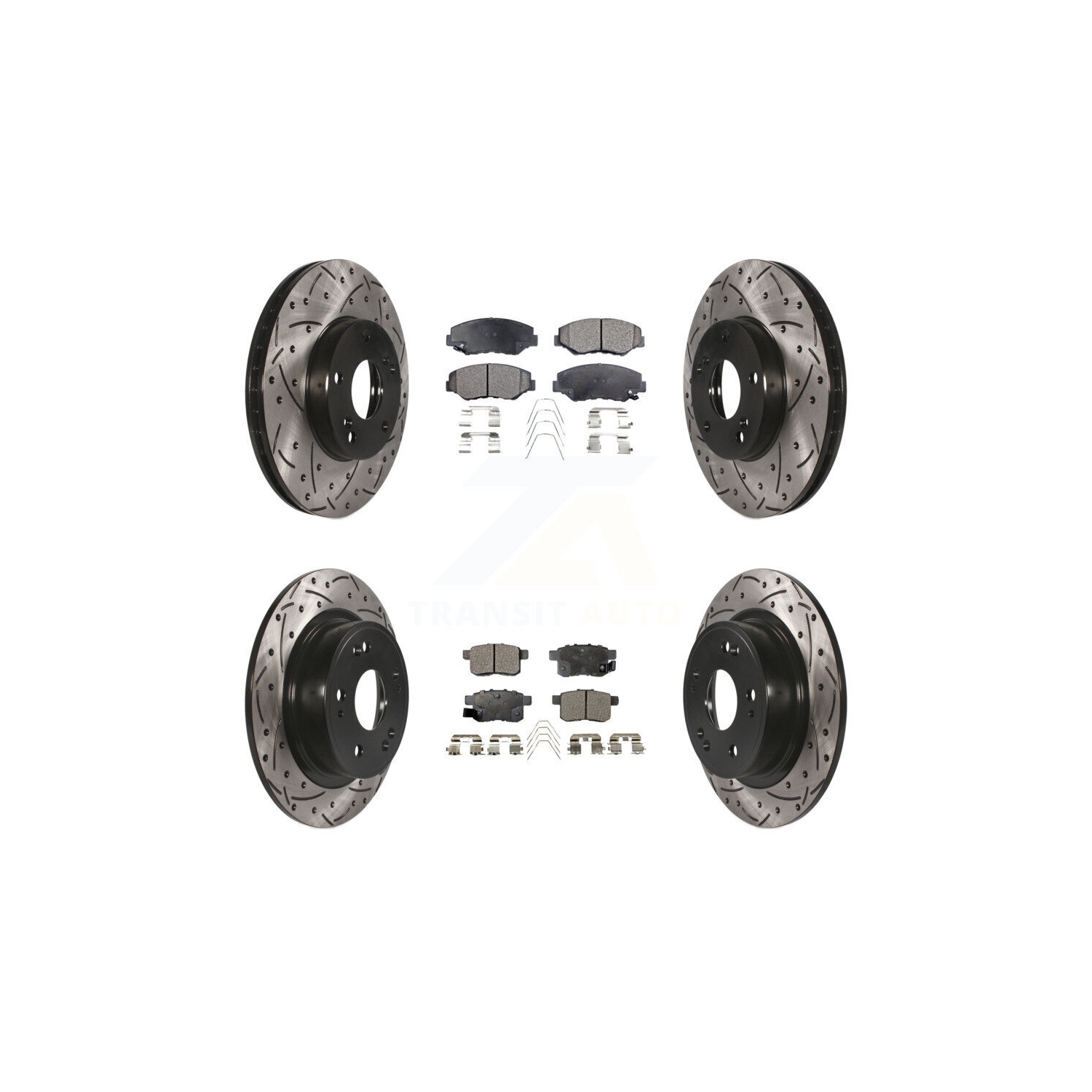 Front & Rear Drilled Slotted Brake Rotors With Ceramic Pads For Honda Accord 2.4L 3.5L - View #4