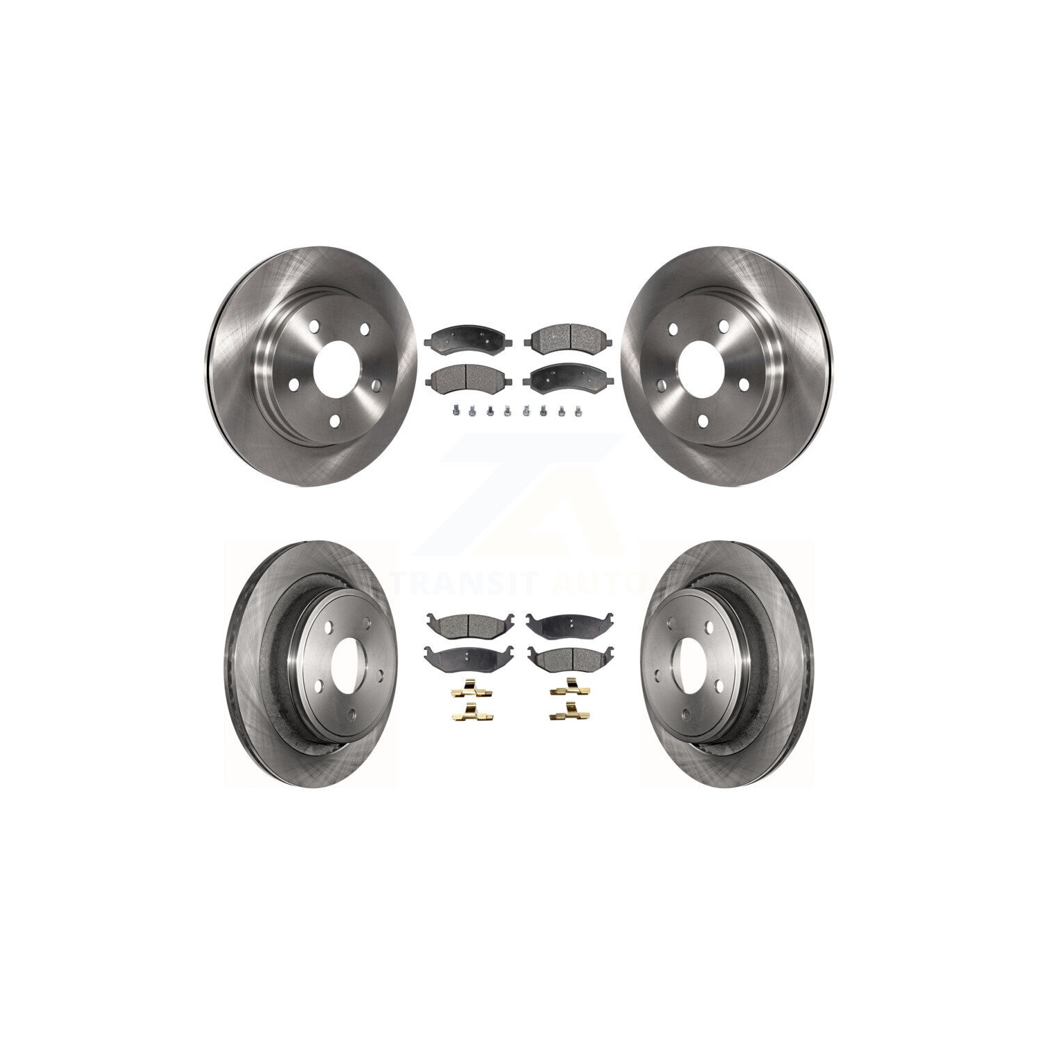 Front Rear Brake Rotors & Semi-Metallic Pad Kit For Ram 1500 Classic Dodge Chrysler Aspen K8F-100944