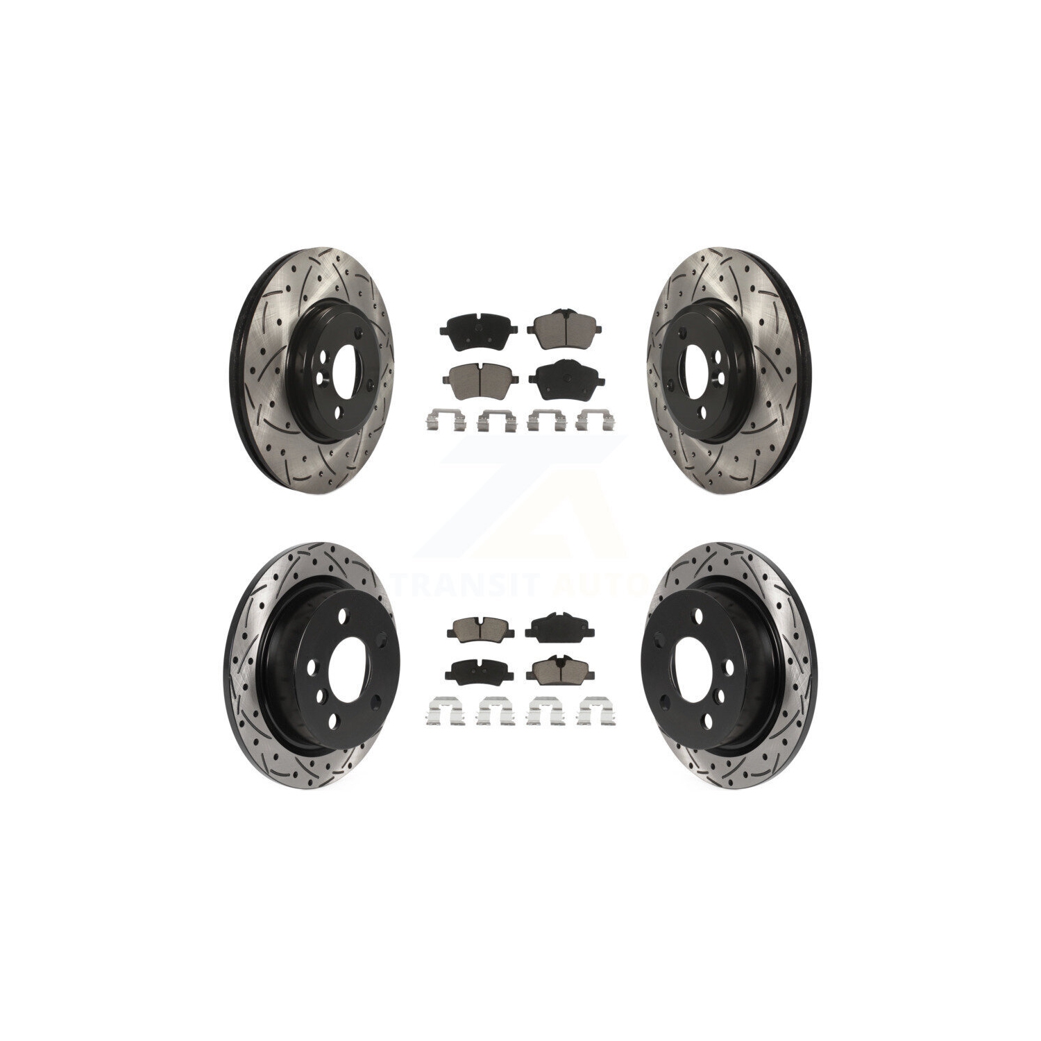 Front Rear Drilled Slot Disc Brake Rotor & Ceramic Pad Kit For 2015 Mini Cooper 2.0L/1.5L KDC-100536