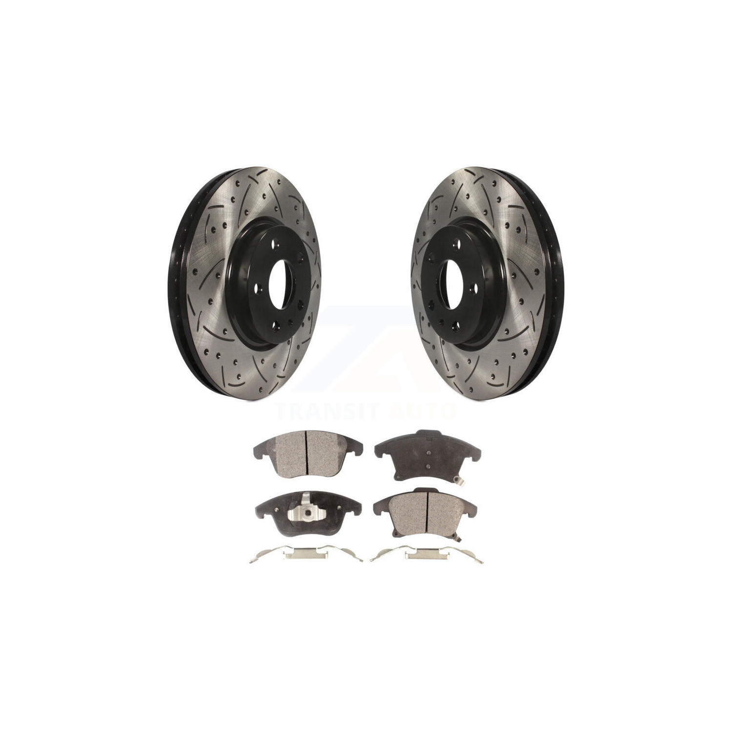Front Coated Drilled Slotted Disc Brake Rotor Ceramic Pad Kit For Ford Fusion Lincoln MKZ KDT-100034