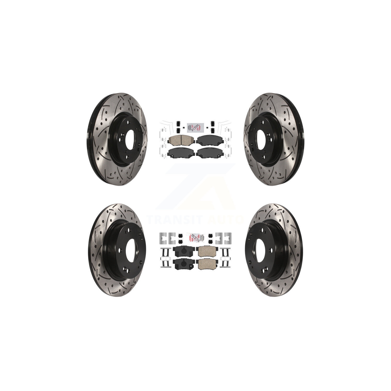 Front Rear Ceramic Pad Coated Drilled Slot Disc Brake Rotor Kit For Honda Civic Acura ILX KDA-100825