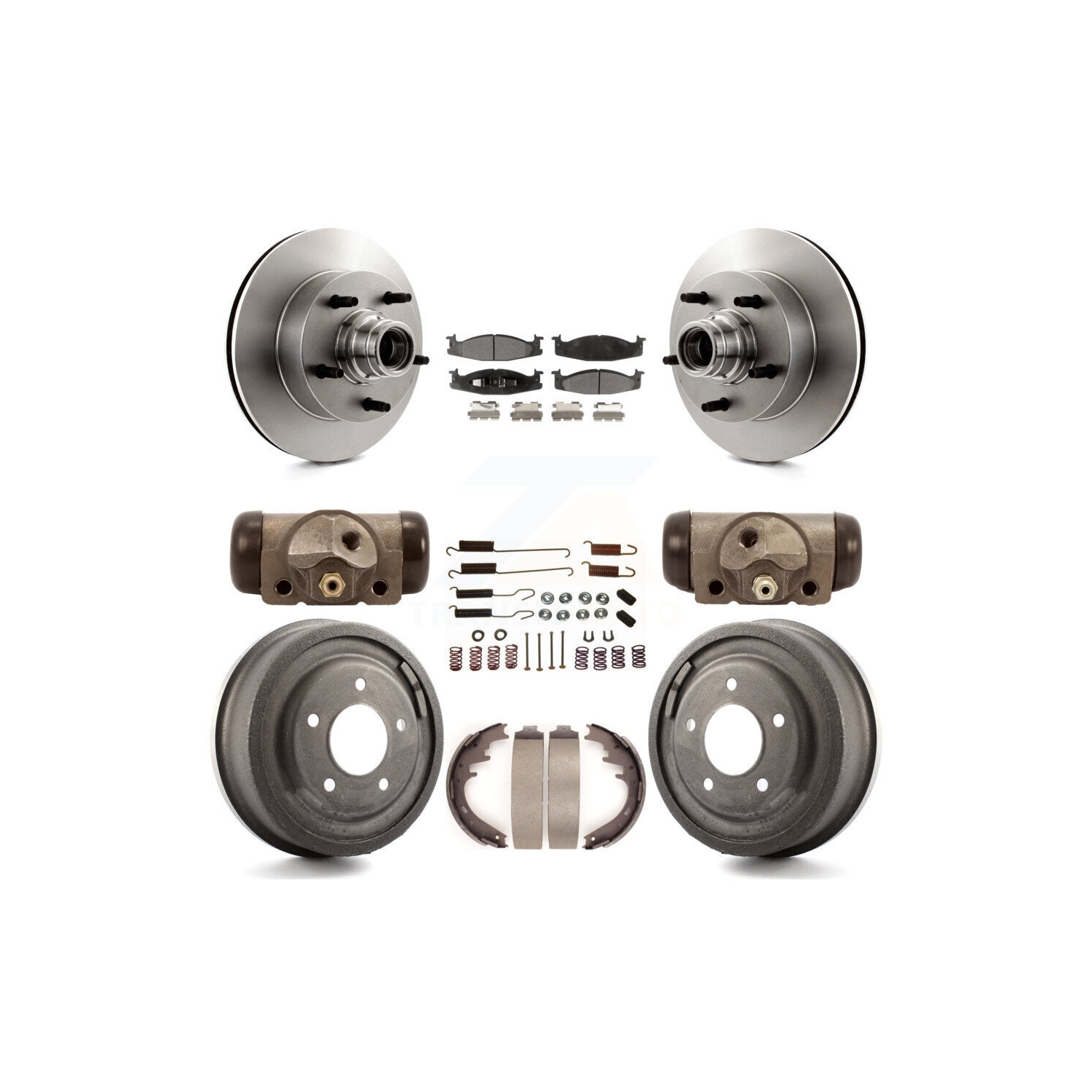 Front Rear Brake Rotor Ceramic Pad And Drum Kit For Ford E-150 Econoline Club Wagon K8T-103481