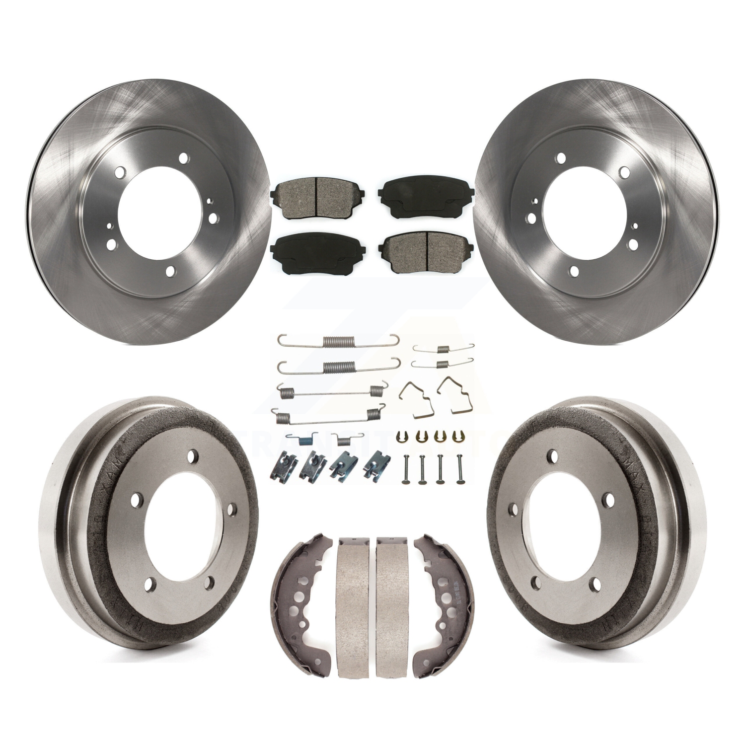 Front Rear Disc Brake Rotors Semi-Metallic Pad And Drum Kit (7Pc) For Suzuki Grand Vitara K8S-102379