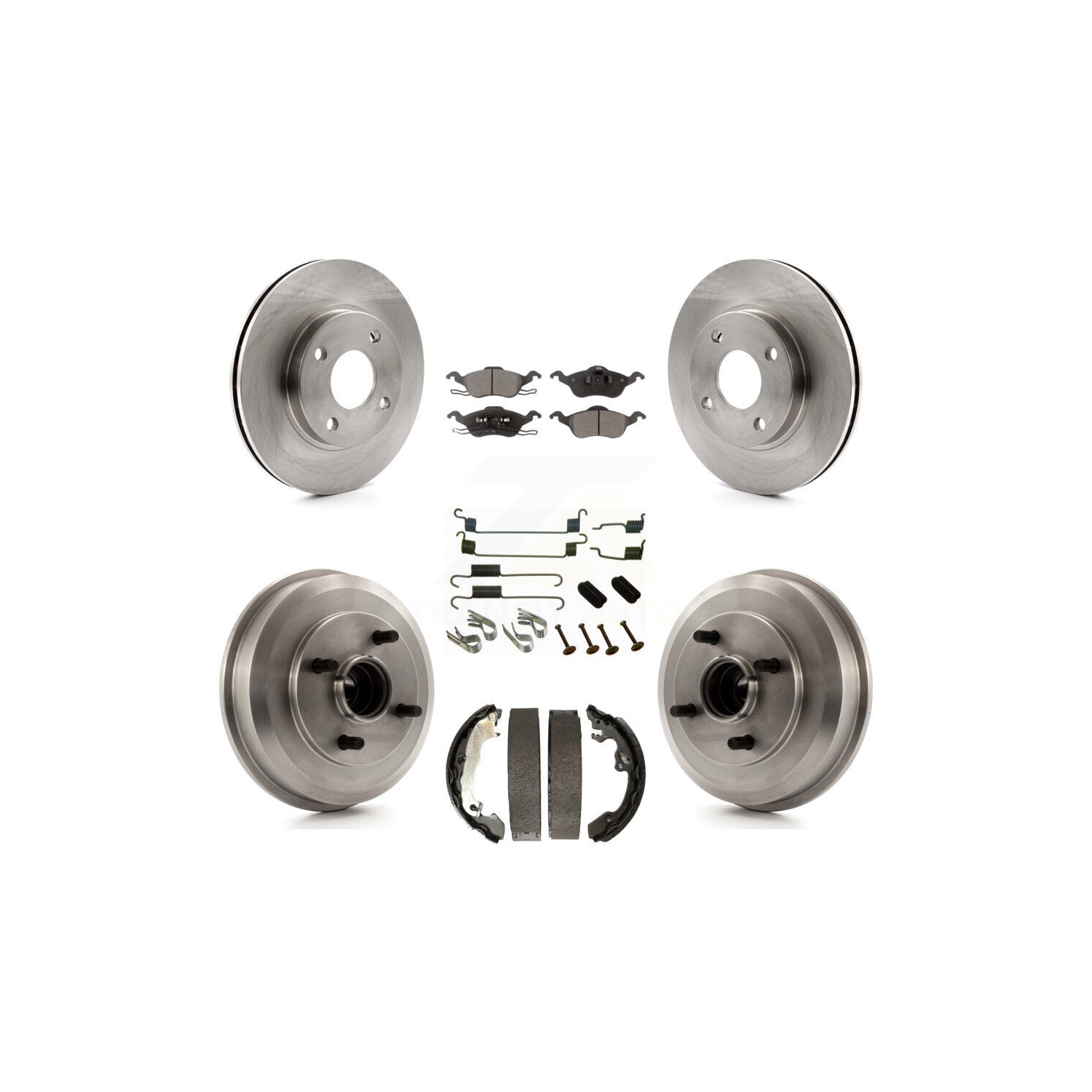 Front Rear Brake Rotor Ceramic Pad & Drum Kit For Ford Focus Wheel Bearing Included K8T-102762