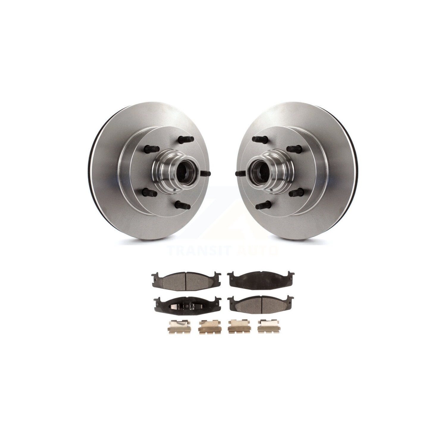 Front Disc Brake Rotors Hub Assembly Semi-Metallic Pad Kit For Ford F-150 E-150 Econoline K8F-100667