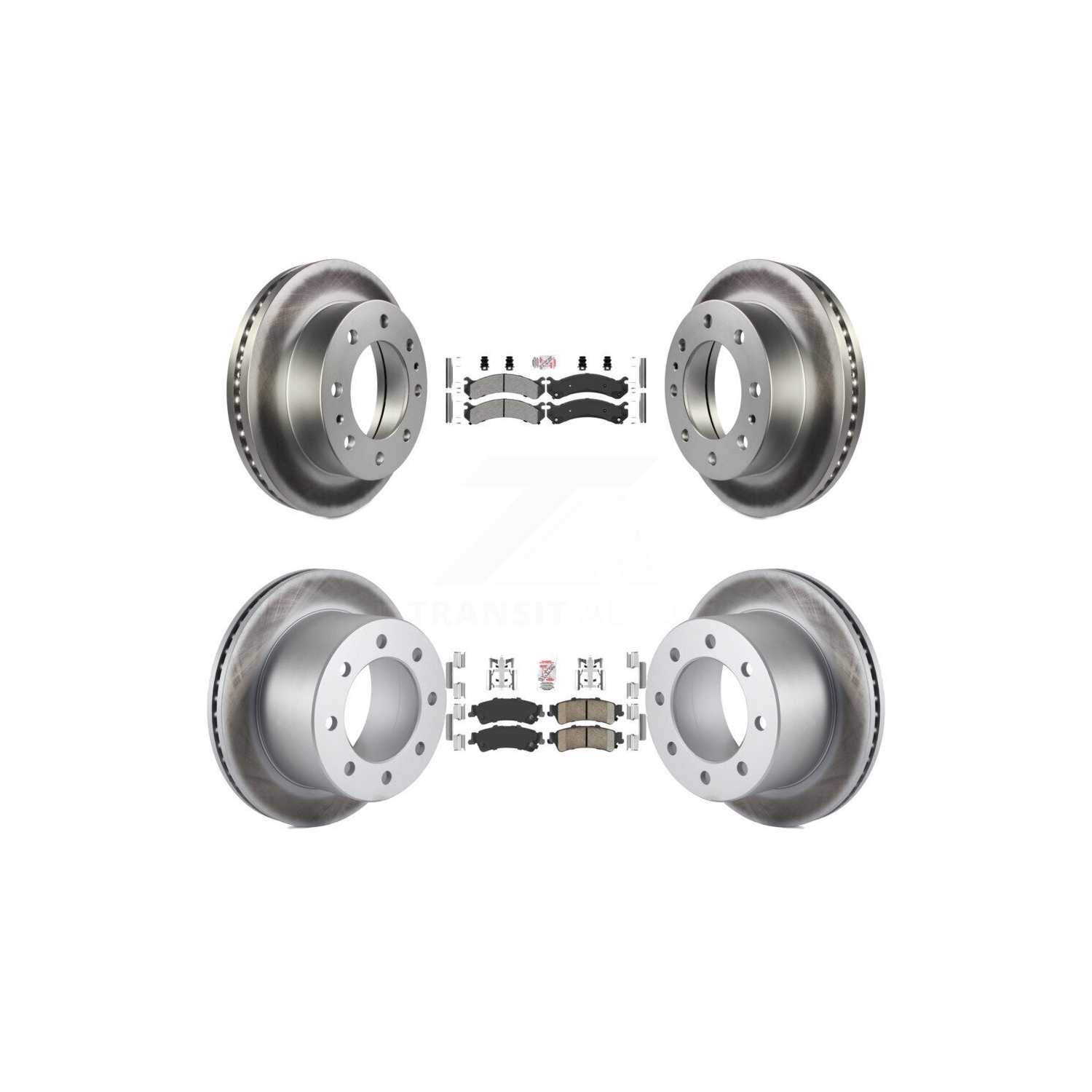 Front Semi-Metallic Rear Ceramic Pad Coated Disc Brake Rotor Kit For 2001 GMC Sierra 3500 KGA-105087