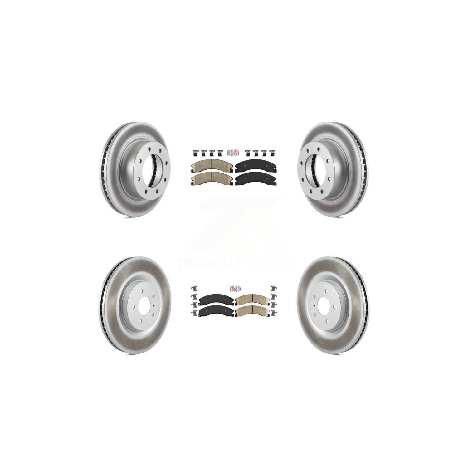 Front Rear Ceramic Pad & Coated Brake Rotor Kit For 2012-2021 Nissan NV2500 NV3500 NV1500 KGA-101538