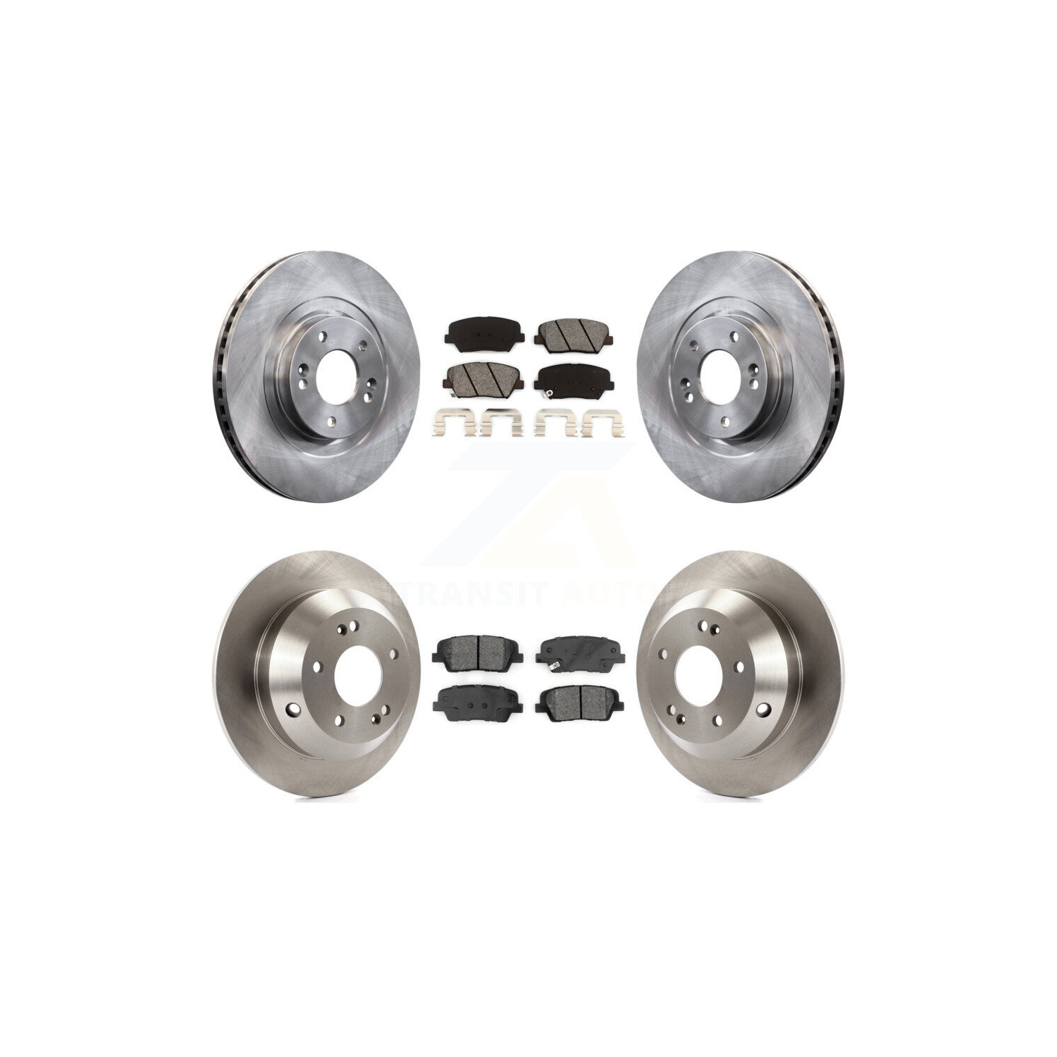 Front Rear Brake Rotors & Semi-Metallic Pad Kit For Kia Sorento With Red Painted Calipers K8S-102747