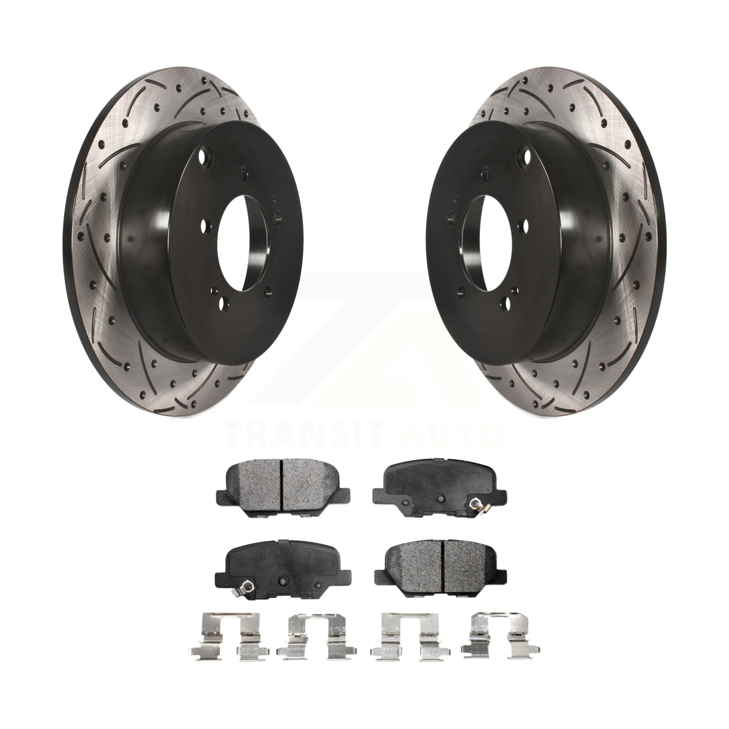 Rear Drill Slot Disc Brake Rotor Semi-Metallic Pad Kit For 2013 Mitsubishi Outlander 3.0L KDF-100495