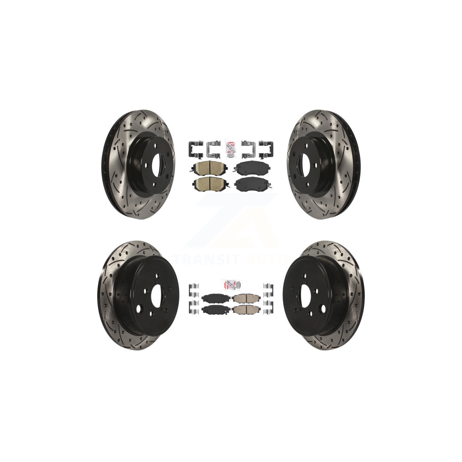 Front Rear Ceramic Pad And Coated Drilled Slotted Disc Brake Rotor Kit For Subaru Impreza KDA-100915