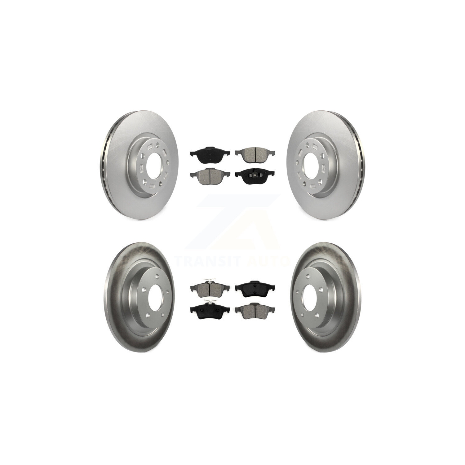 Front Rear Coated Disc Brake Rotors And Semi-Metallic Pads Kit For Mazda 5 KGS-100865