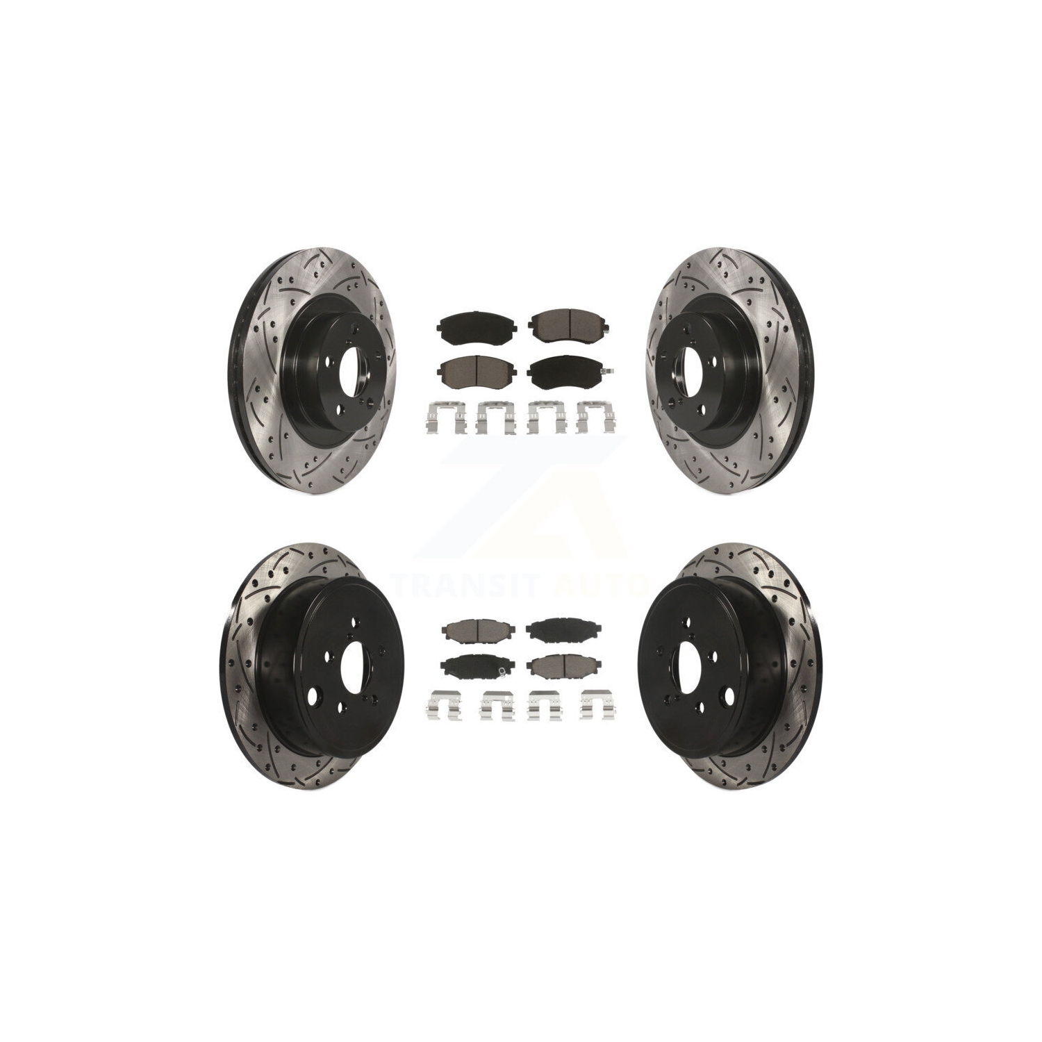 Front Rear Drilled Rotors Ceramic Brake Pads for Subaru Forester Legacy