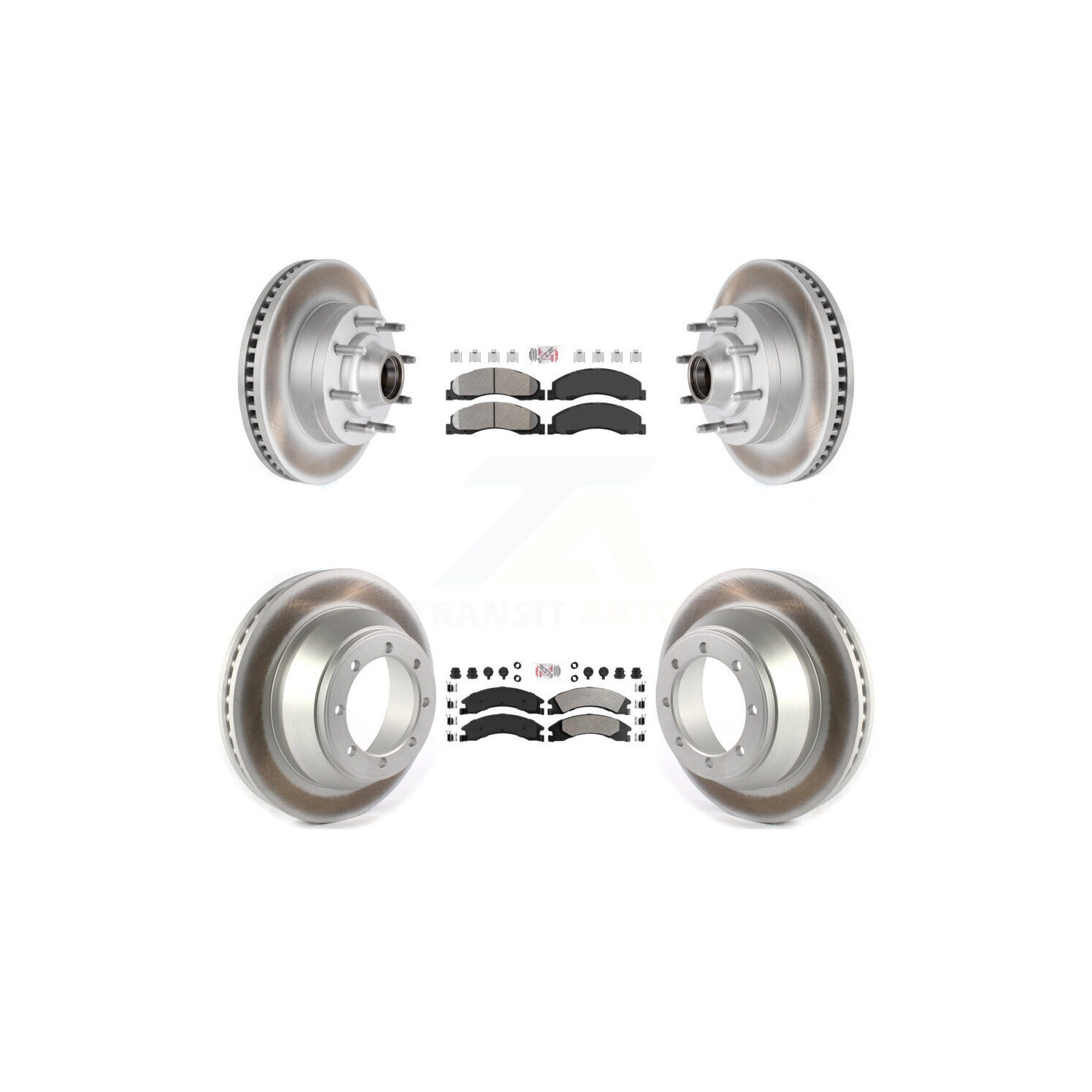 Kit de rotor de frein avant à revêtement de plaquettes semi-métalliques pour Ford E-450 Super Duty moteur DIESEL KGA-105531