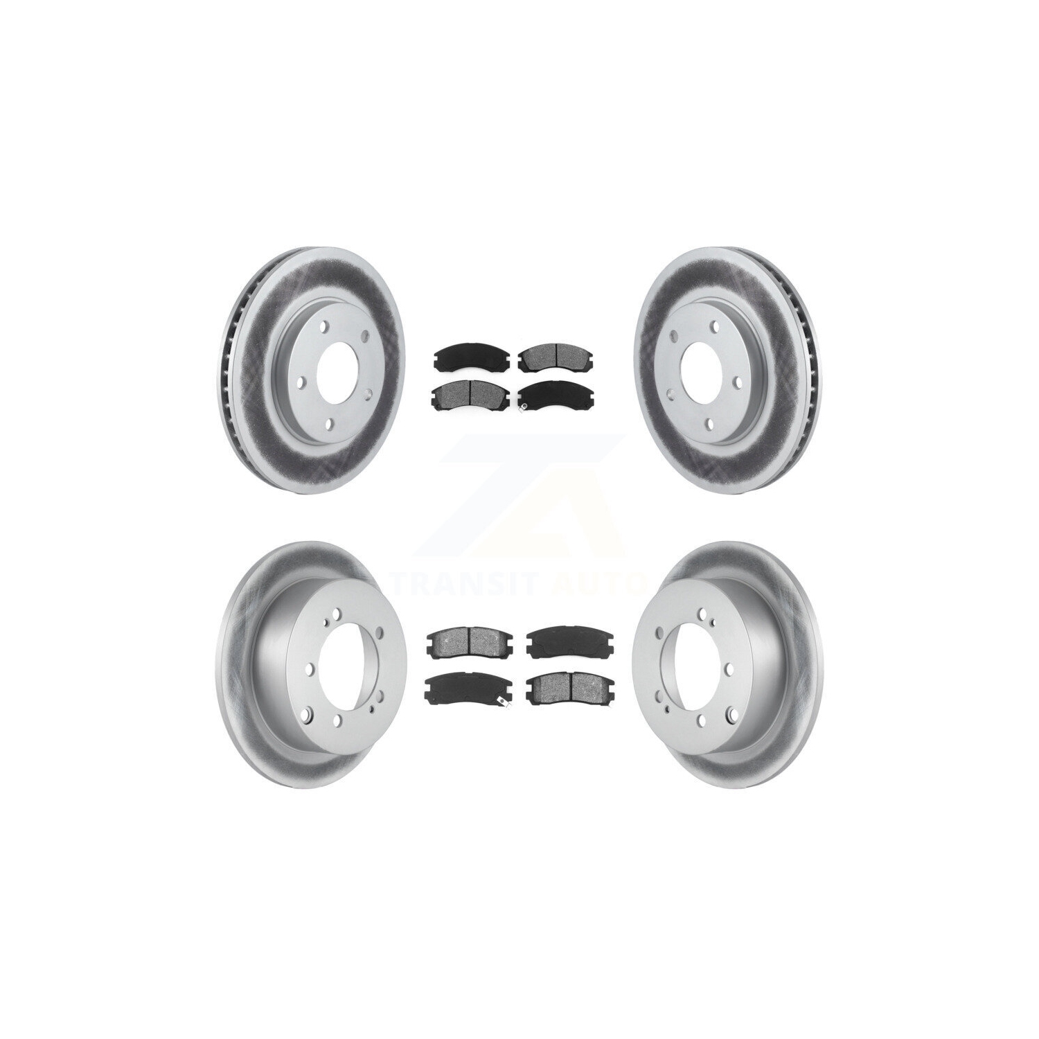 Front Rear Coated Disc Brake Rotor Semi-Metallic Pad Kit For 2000 Mitsubishi Eclipse 3.0L KGS-100673