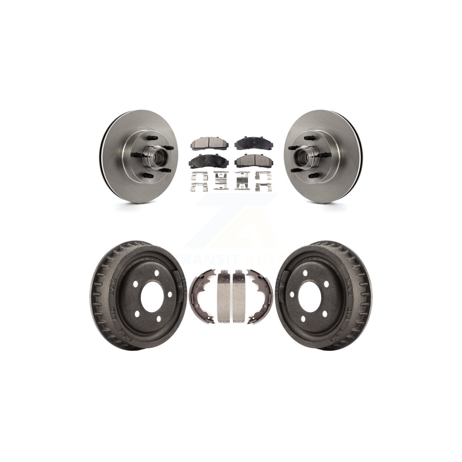 Front Rear Brake Rotor Semi-Metallic Pad & Drum Kit For Ford Ranger With 9" Diameter K8F-103395