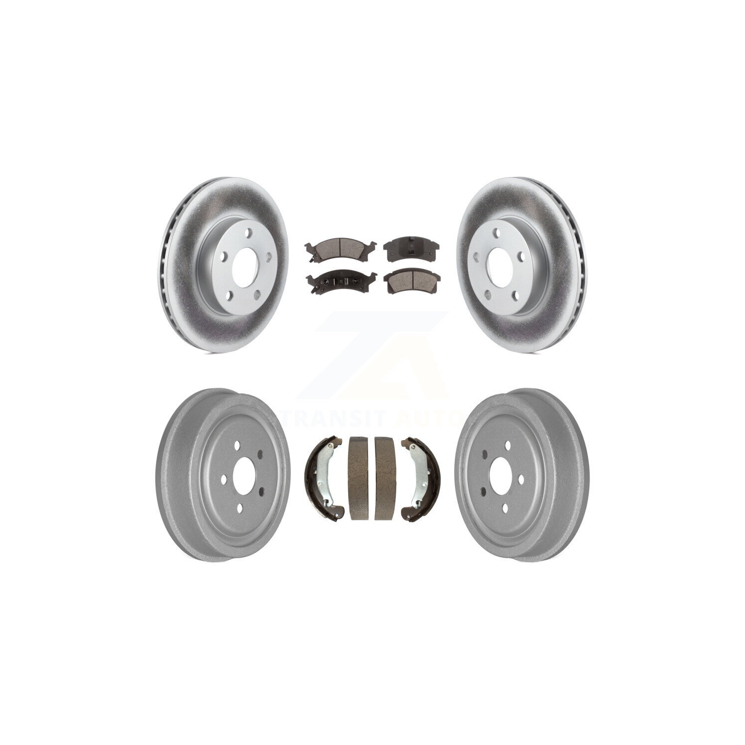 Front Rear Coated Brake Rotor Ceramic Pad Drum Kit For Pontiac Sunfire Chevrolet Cavalier KGT-102549