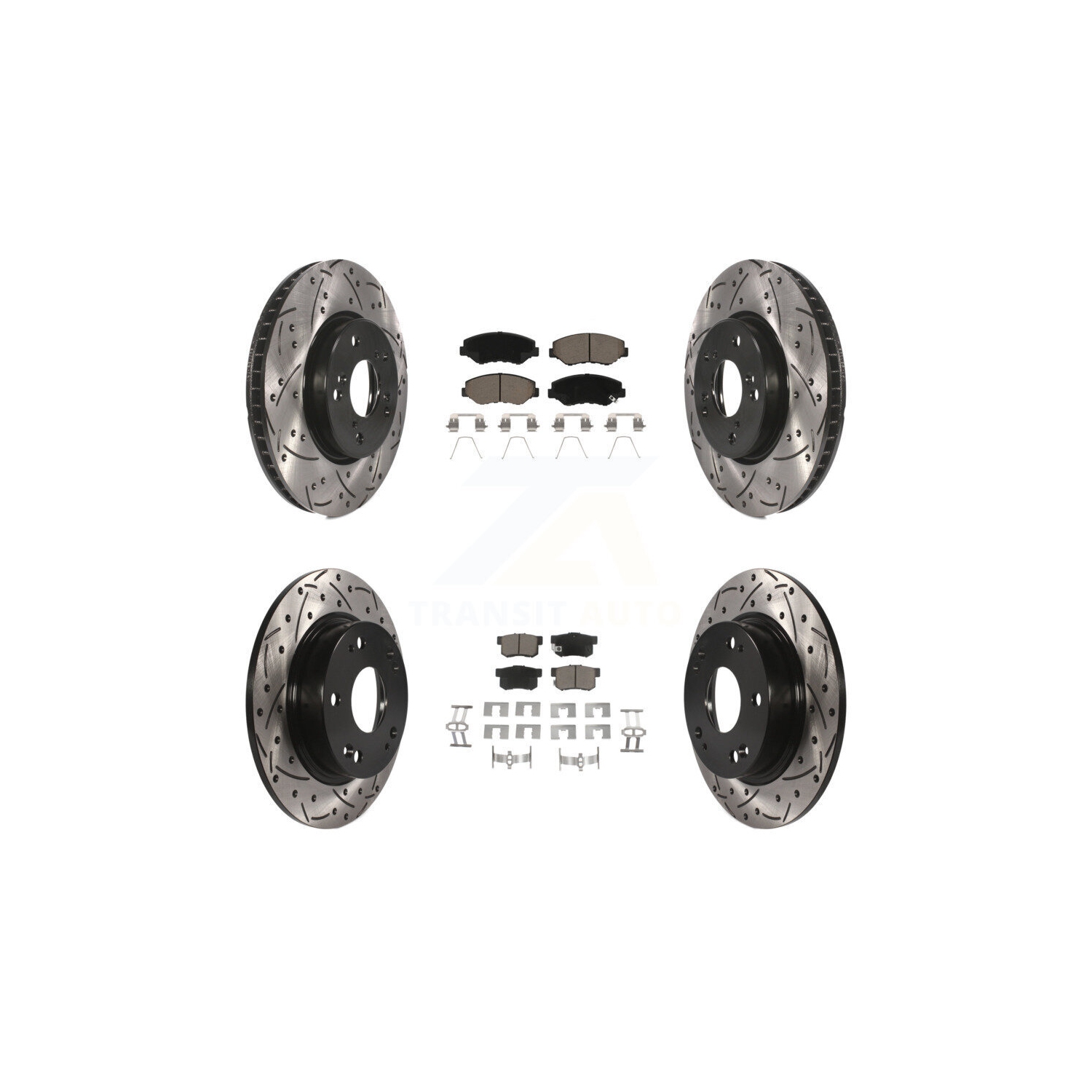 Disques de frein à disque perforés et enduits de revêtement à l'avant et plaquettes en céramique pour Honda Civic KDC-100425