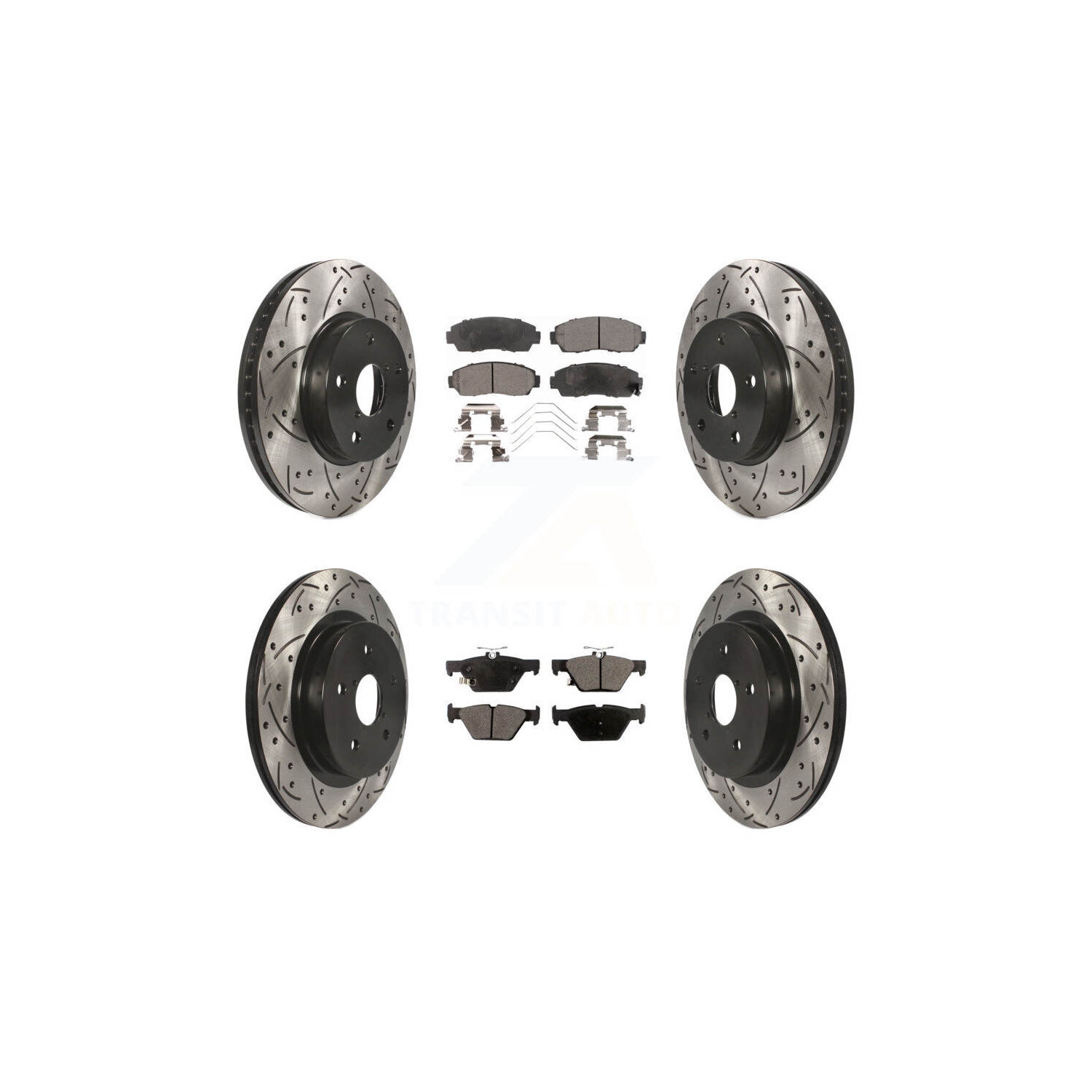 Front Rear Drill Slot Brake Rotors Semi-Metallic Pad Kit For 2016-2019 Subaru Legacy 2.5L KDF-100404